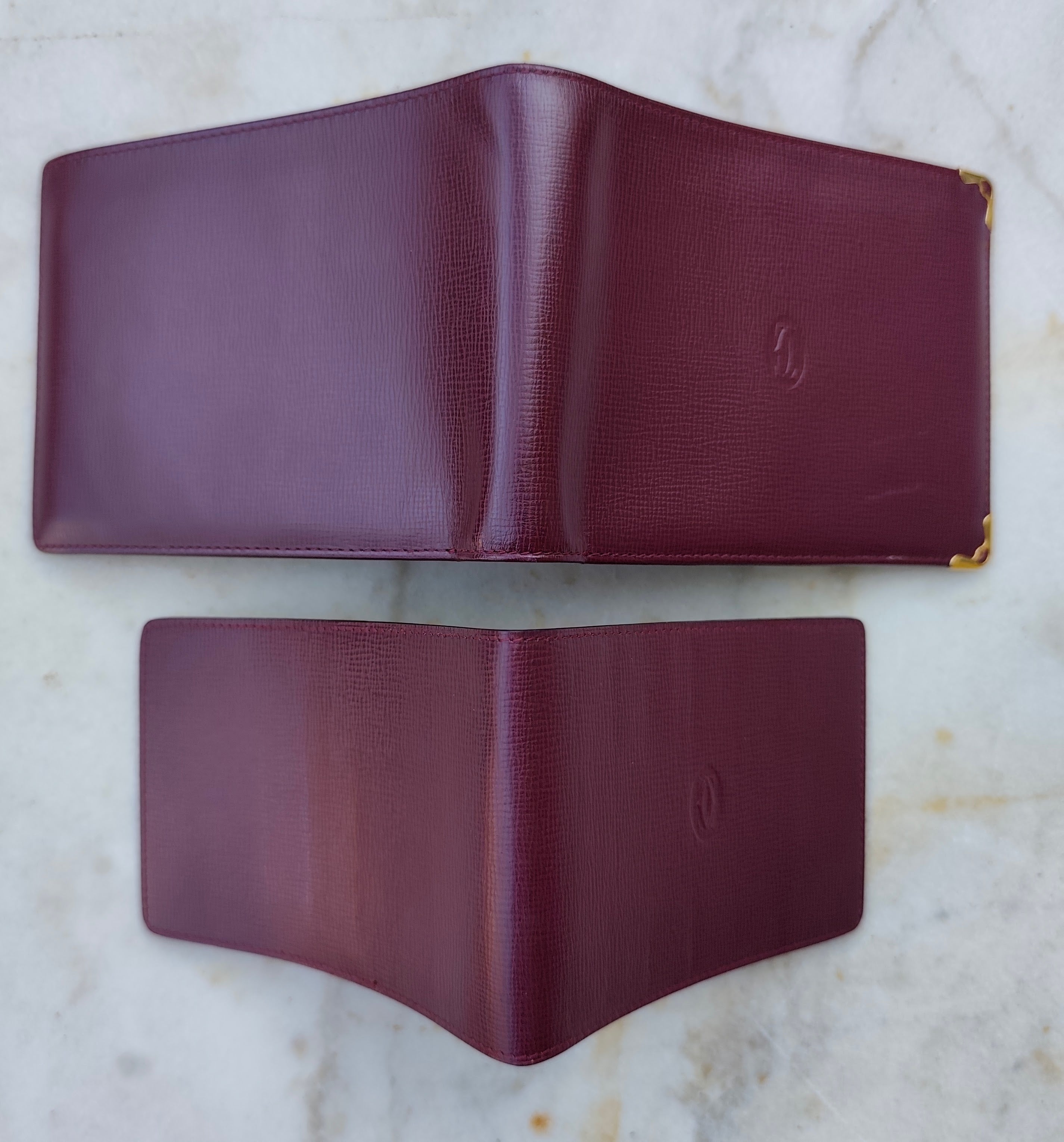 Cartier – Portafoglio con Porta Assegni Staccabile in Pelle Bordeaux