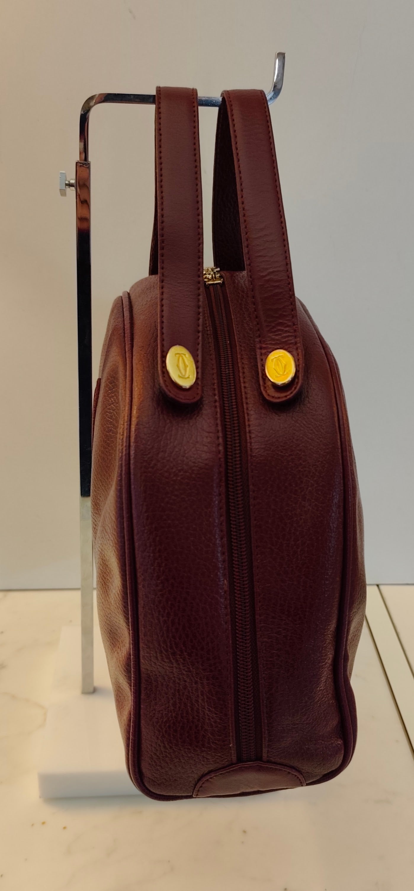 Cartier - Borsa a Mano Doubleface in Pelle Bordeaux