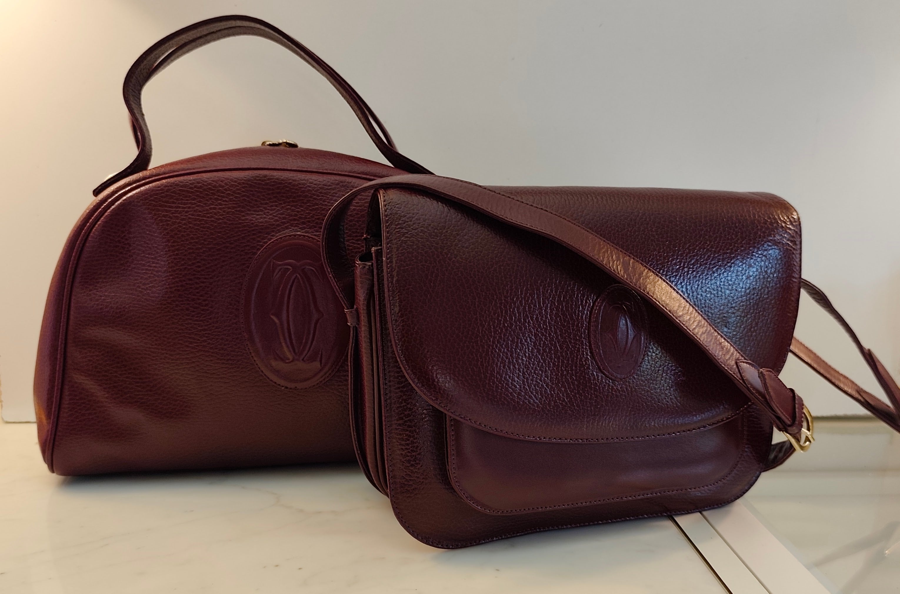 Cartier - Camera Bag a Tracolla Pelle Bordeaux a 3 Soffietti
