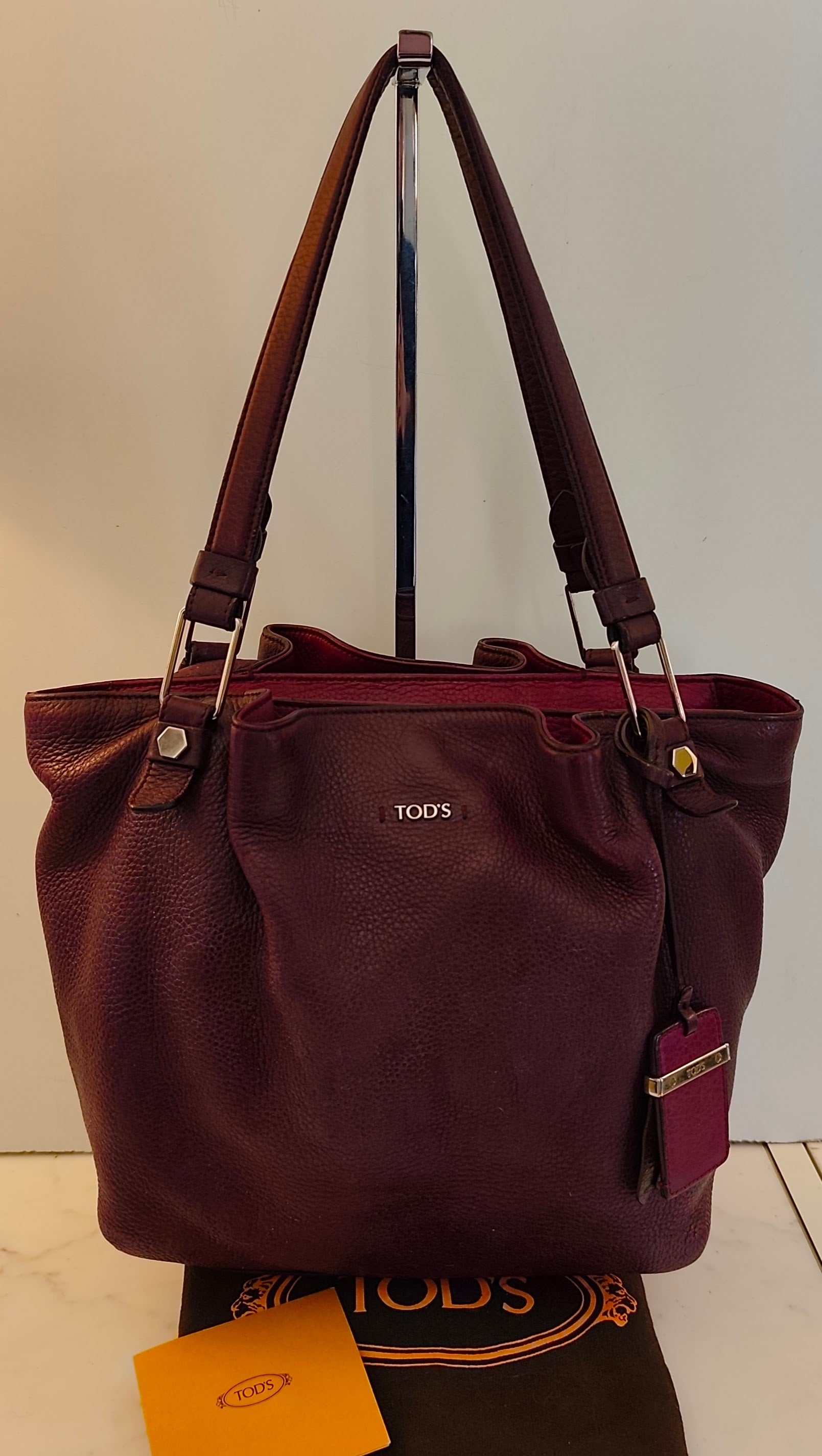 Tod's - Borsa a Spalla Tote Bag in Pelle Bordeaux