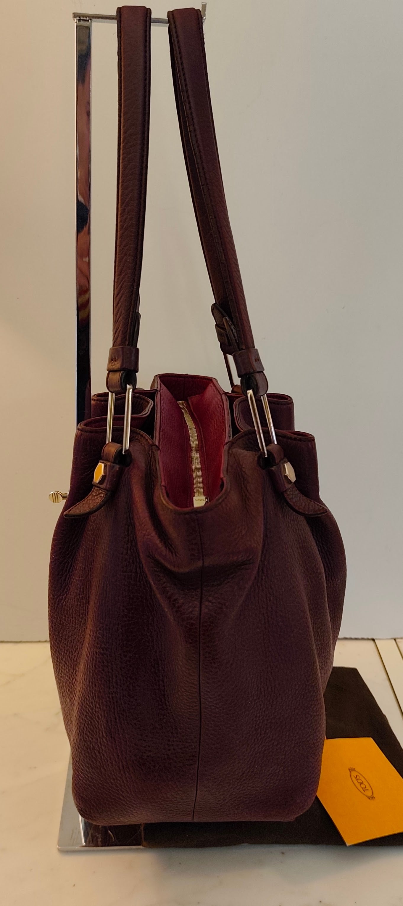 Tod's - Borsa a Spalla Tote Bag in Pelle Bordeaux