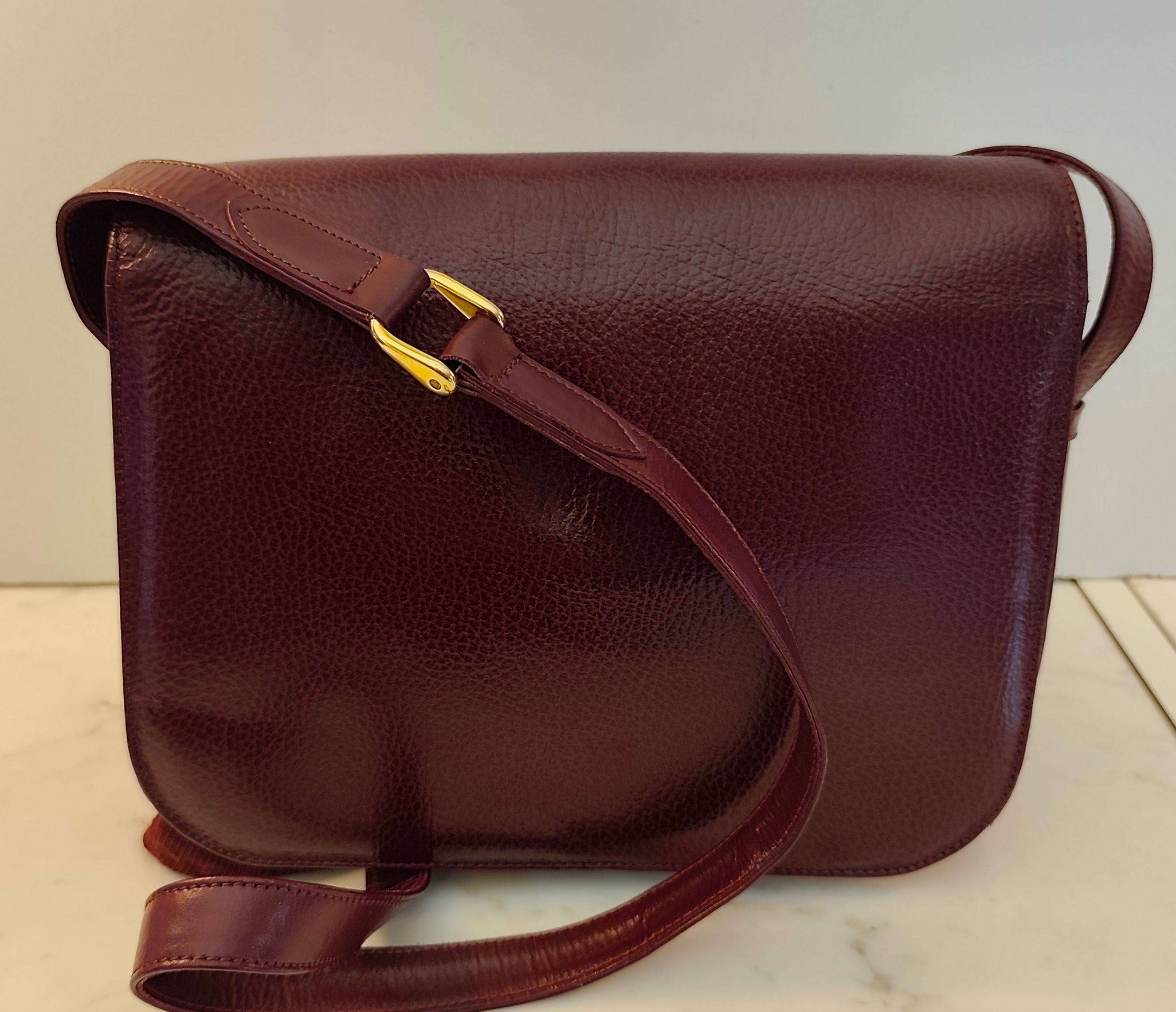 Cartier - Camera Bag a Tracolla Pelle Bordeaux a 3 Soffietti