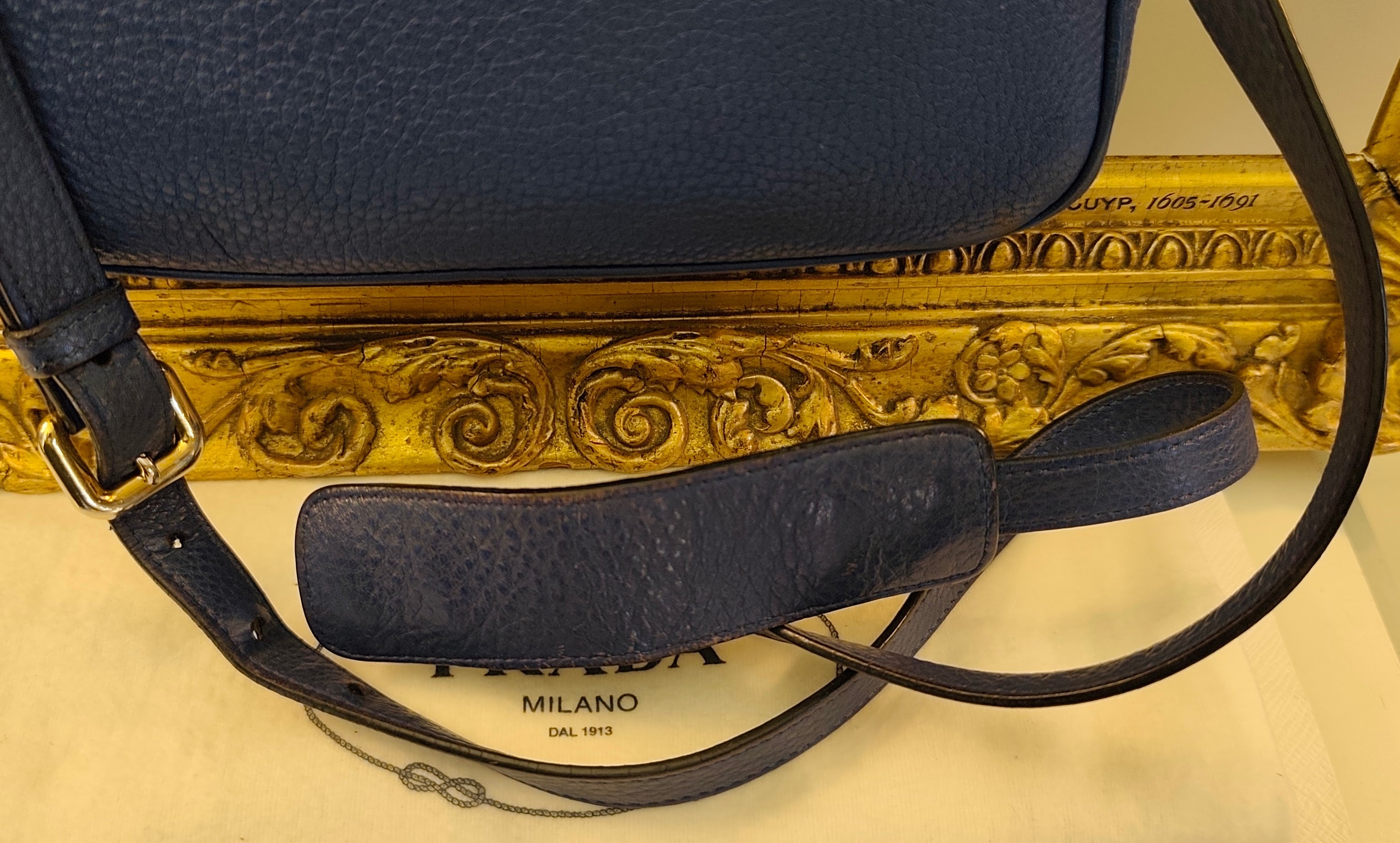 Prada - Camera Bag Postina Doppia in Pelle Blu Royal