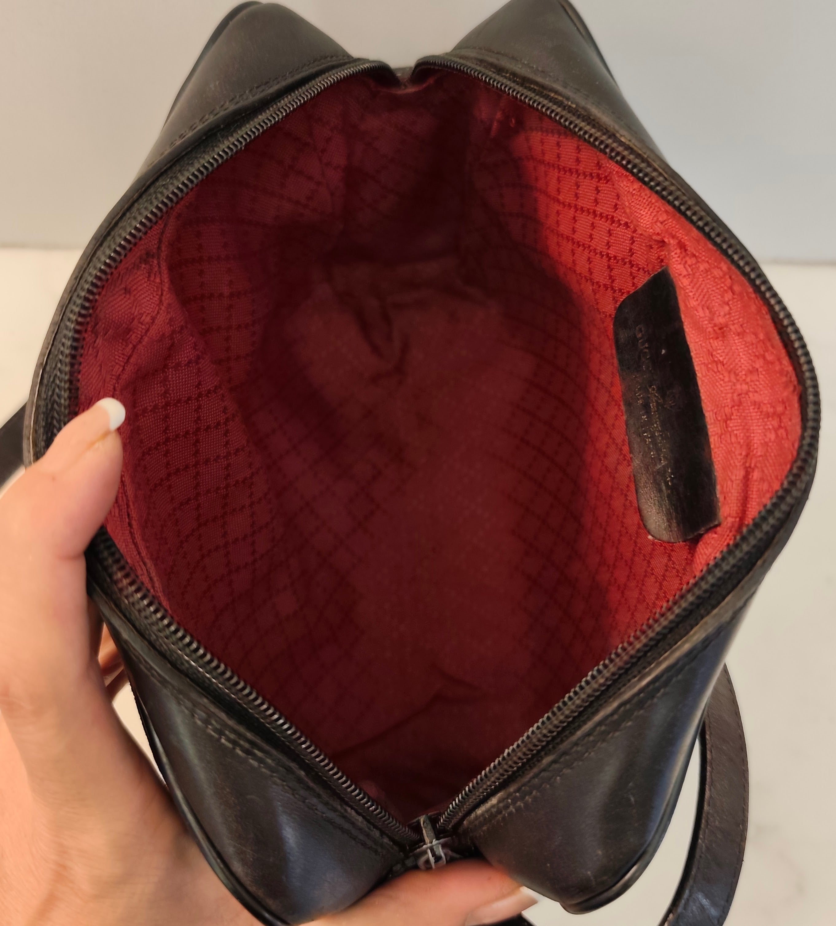 Gucci - Ophidia Camera Bag Postina in Tessuto “GG” e Pelle Nera