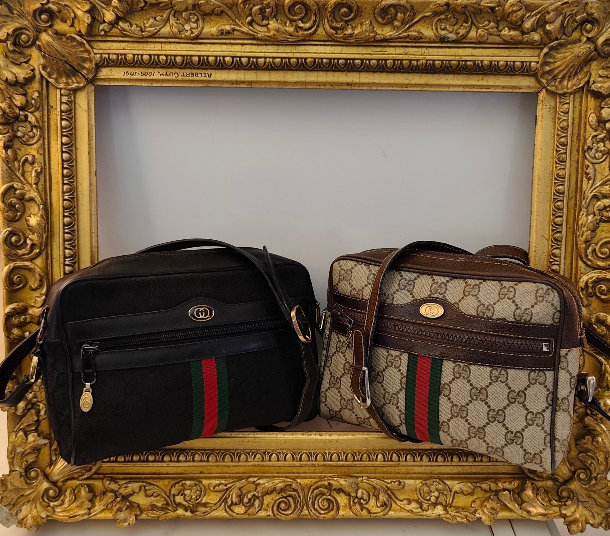 Gucci - Ophidia Camera Bag Postina in Tessuto “GG” e Pelle Nera