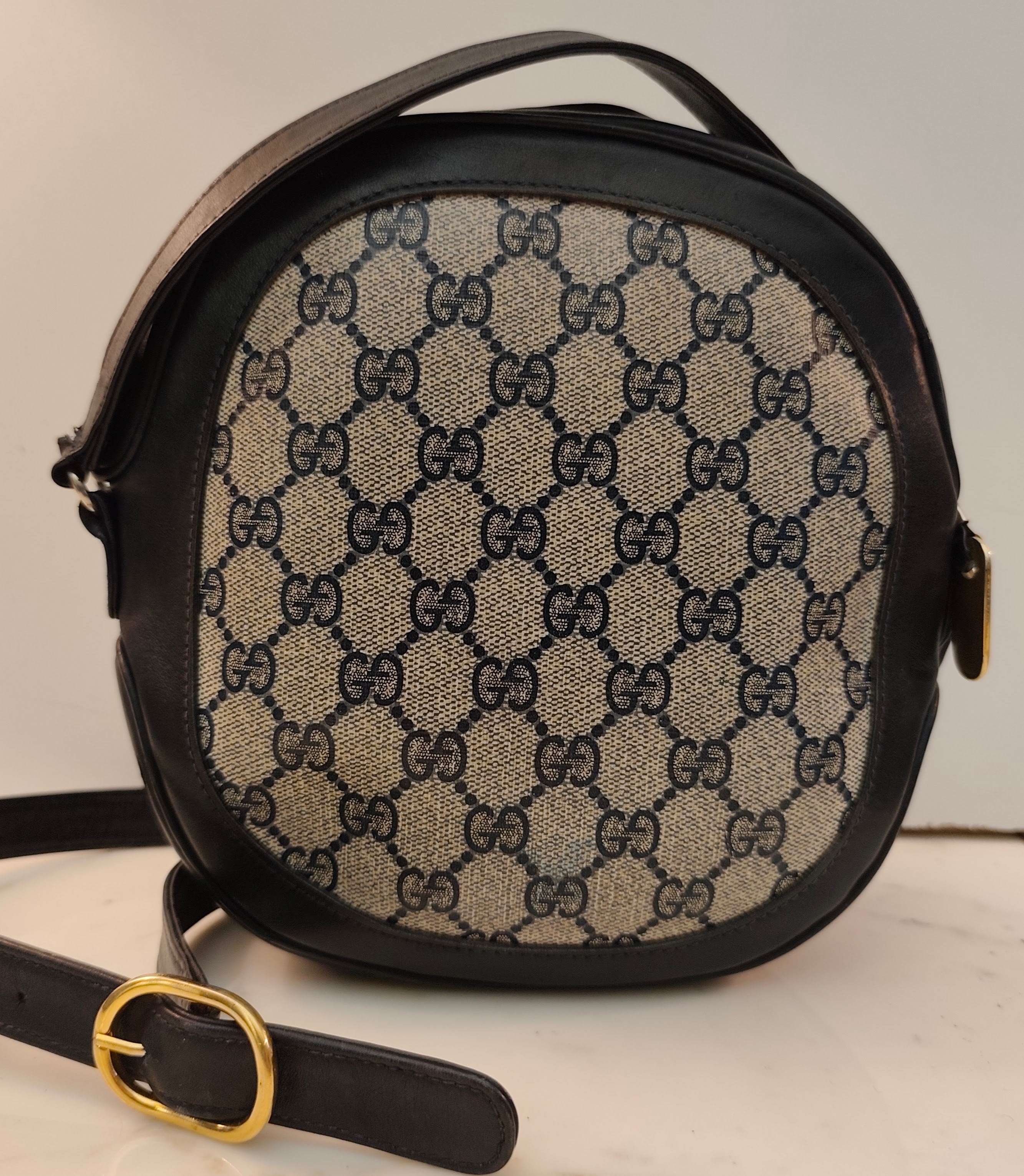 Gucci - Borsetta Tamburello a Tracolla “GG” Blu Vintage