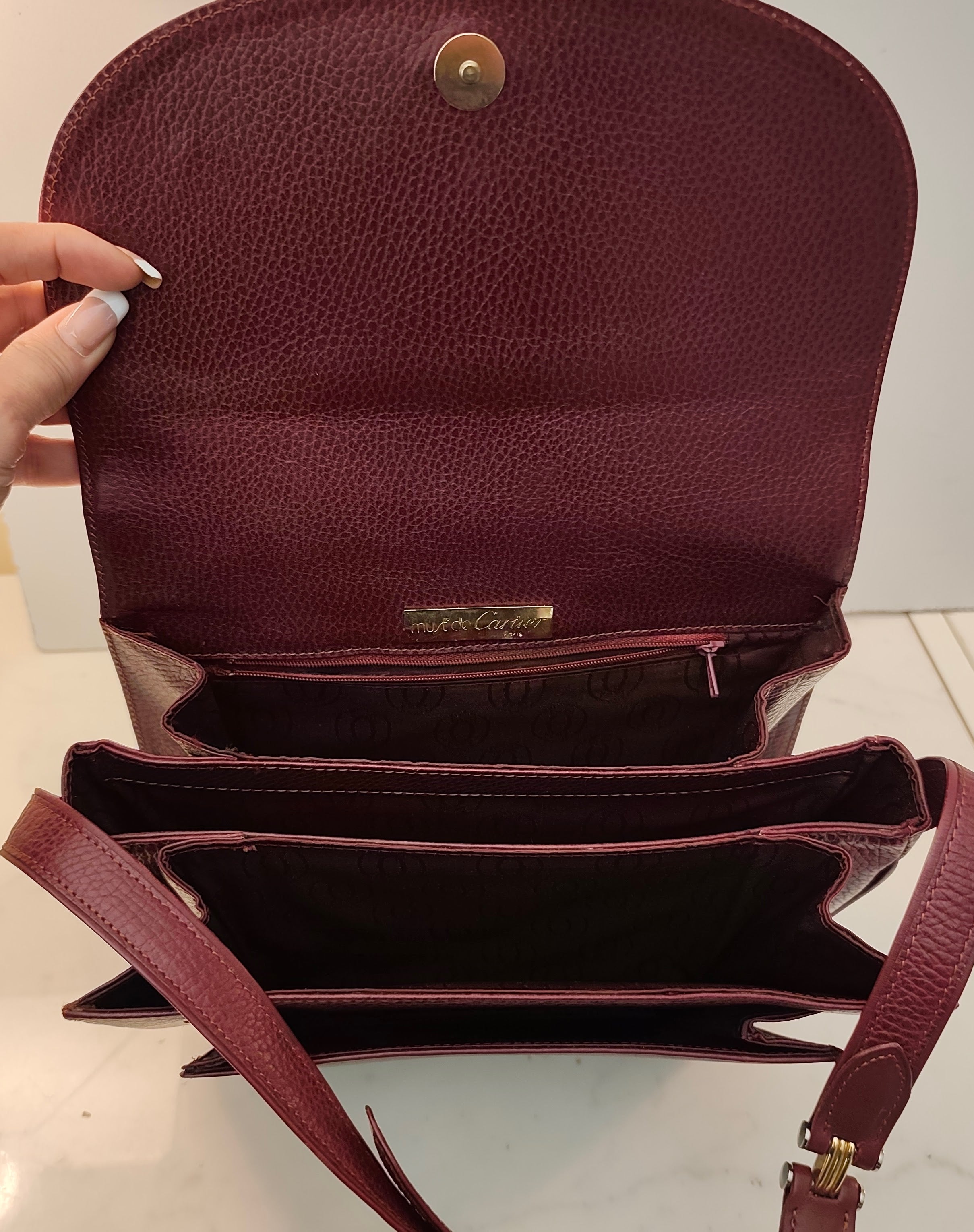 Cartier - Camera Bag Borsa Postina Tracolla 3 Soffietti Pelle Vintage