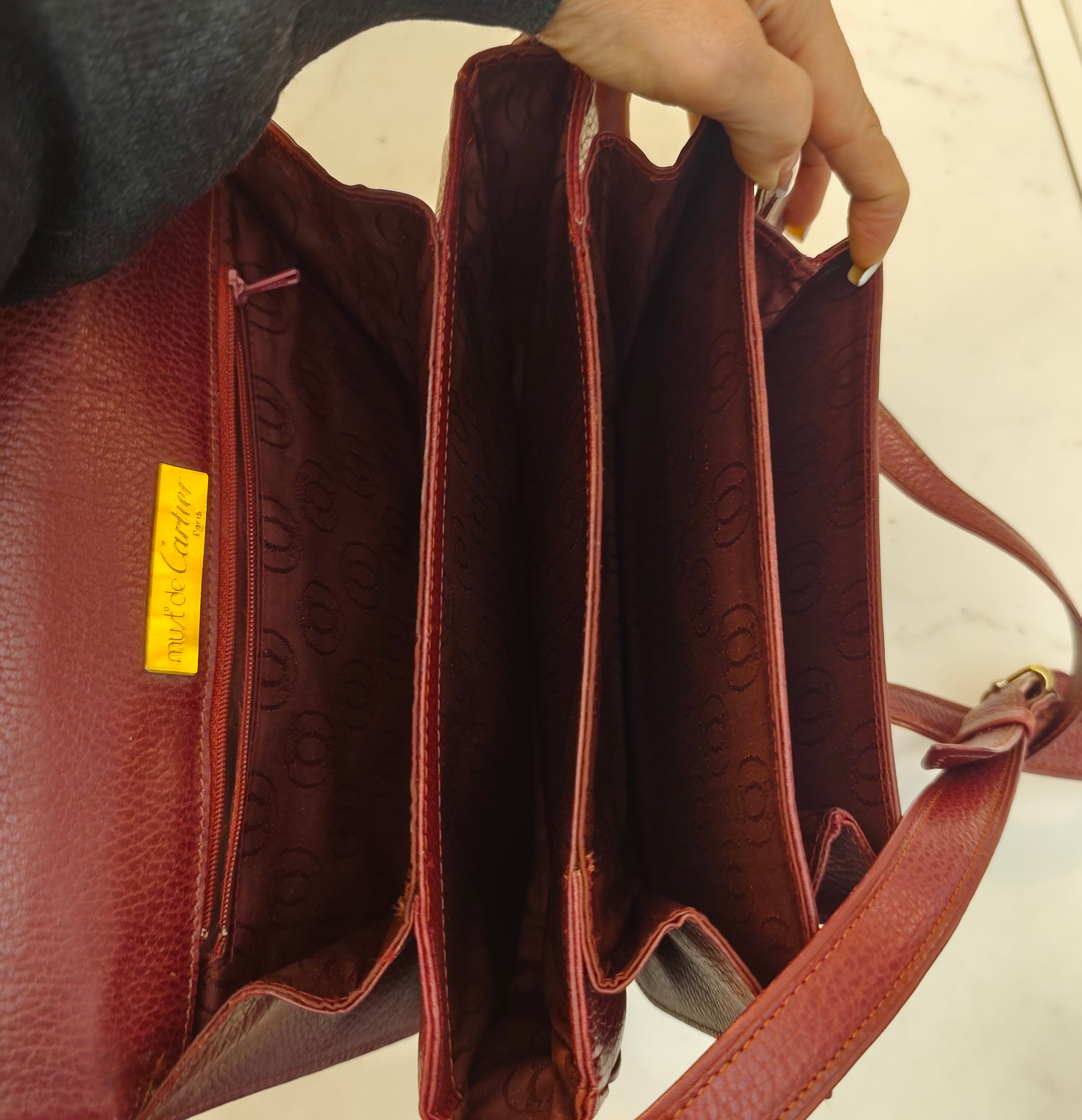 Cartier - Camera Bag Borsa Postina Tracolla 3 Soffietti Pelle Vintage