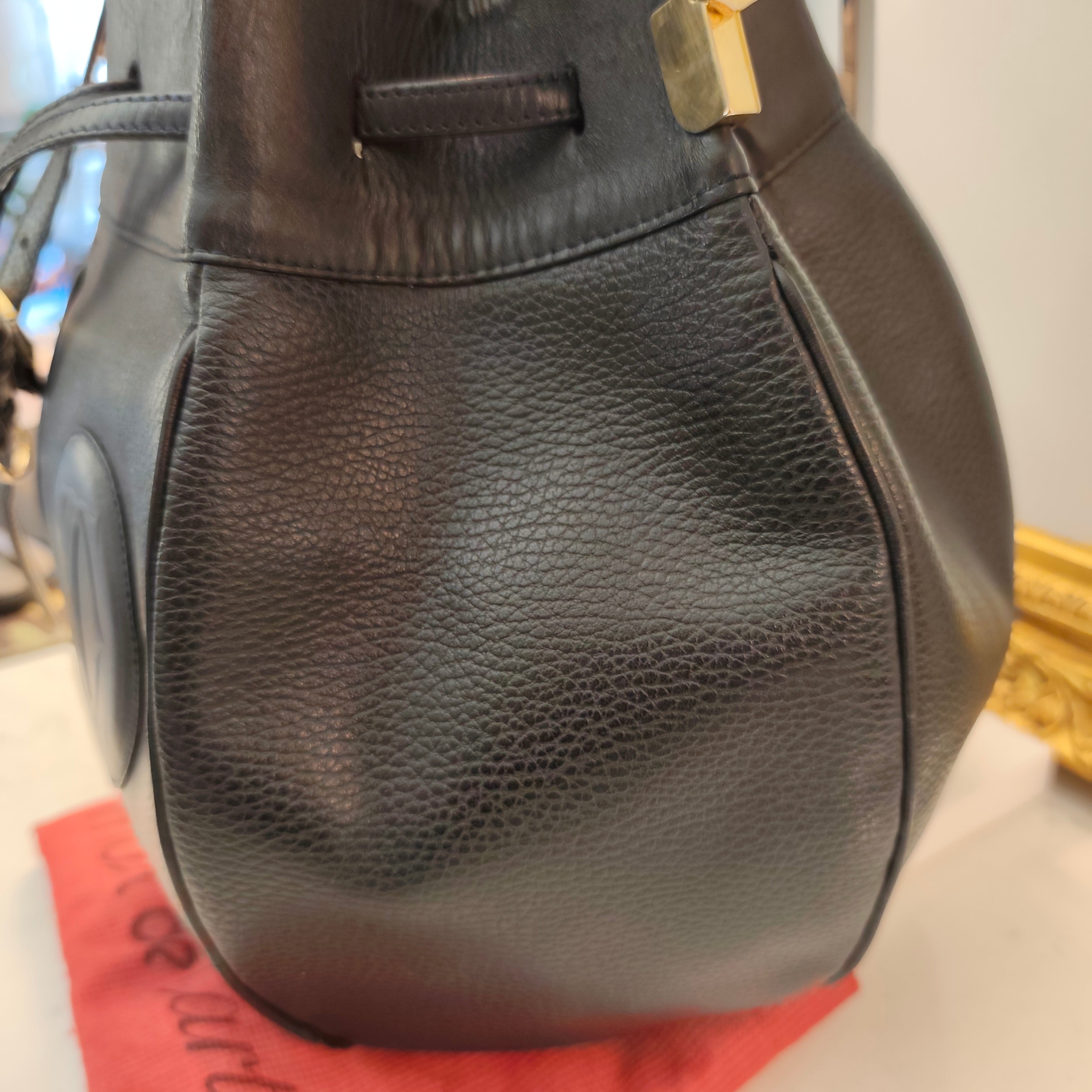 CARTIER - Secchiello Bombato Double-face Pelle Blu Vintage