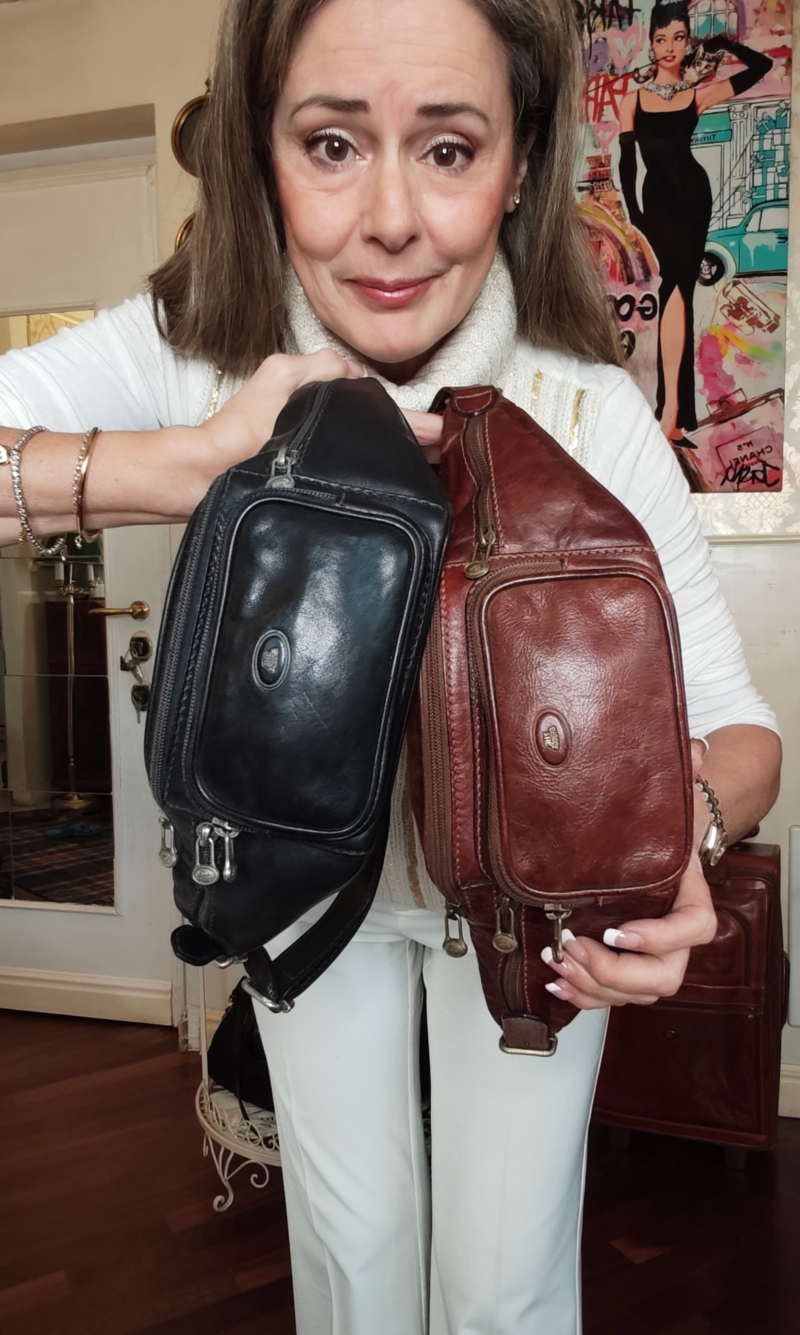 The Bridge - Marsupio Linea Story Pelle Marrone Misura Grande con Taschine Laterali