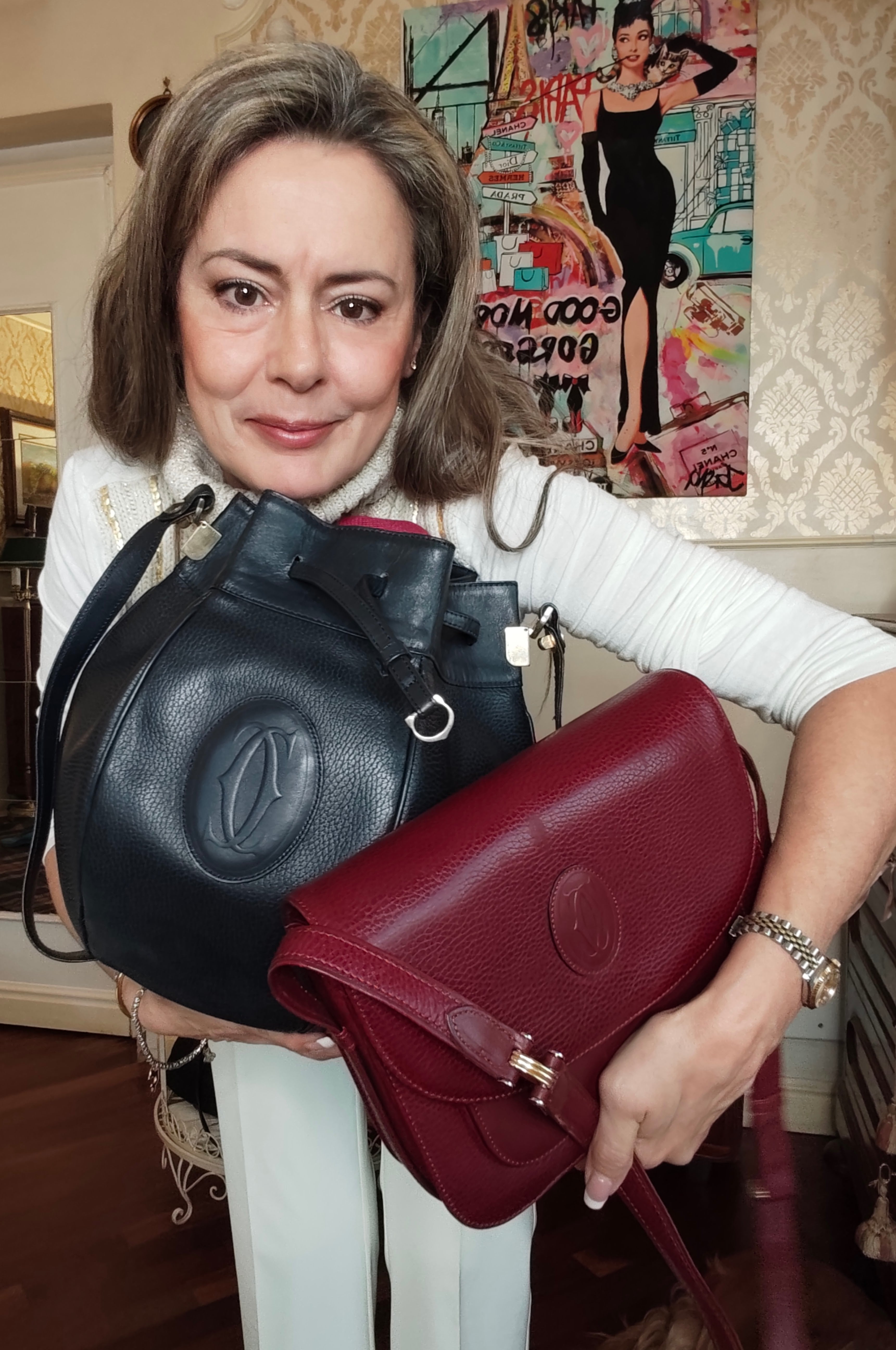 Cartier - Camera Bag Borsa Postina Tracolla 3 Soffietti Pelle Vintage