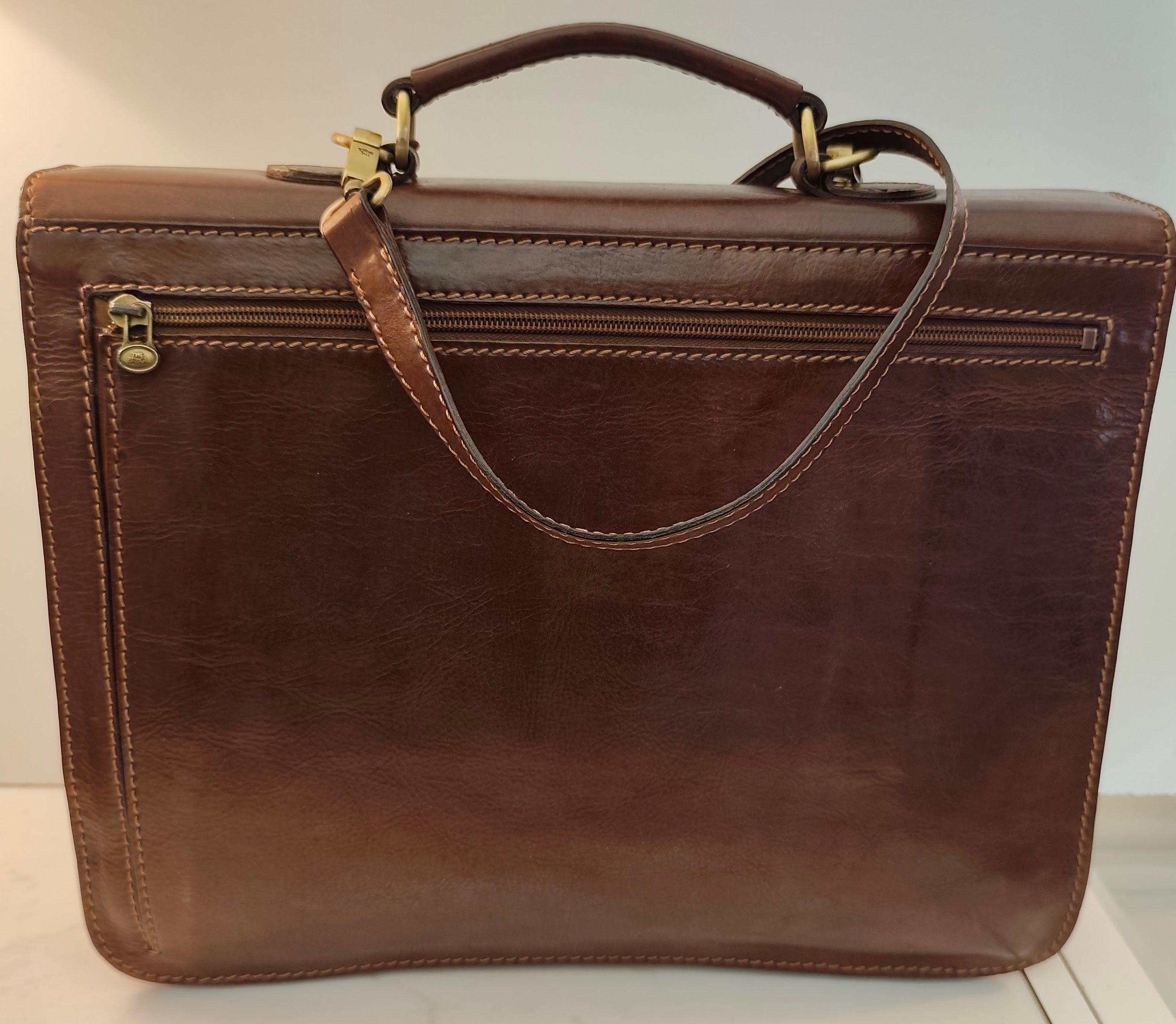 The Bridge Cartella Due Soffietti in Pelle Marrone Linea Story