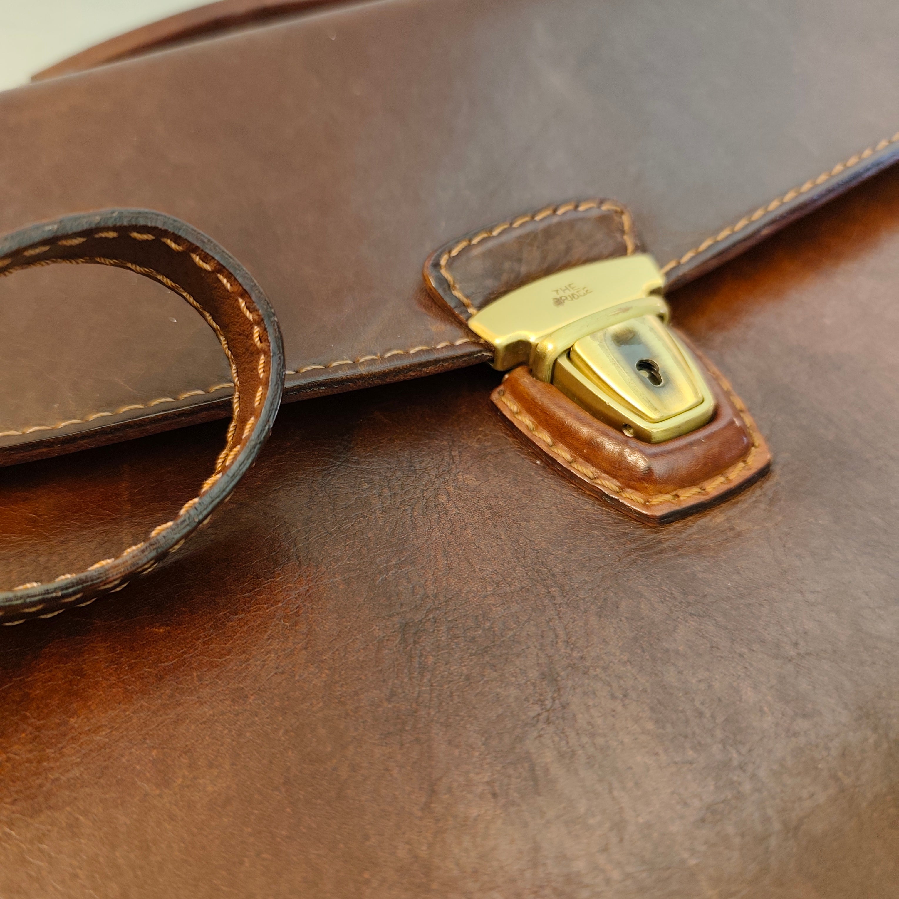 The Bridge Cartella Due Soffietti in Pelle Marrone Linea Story