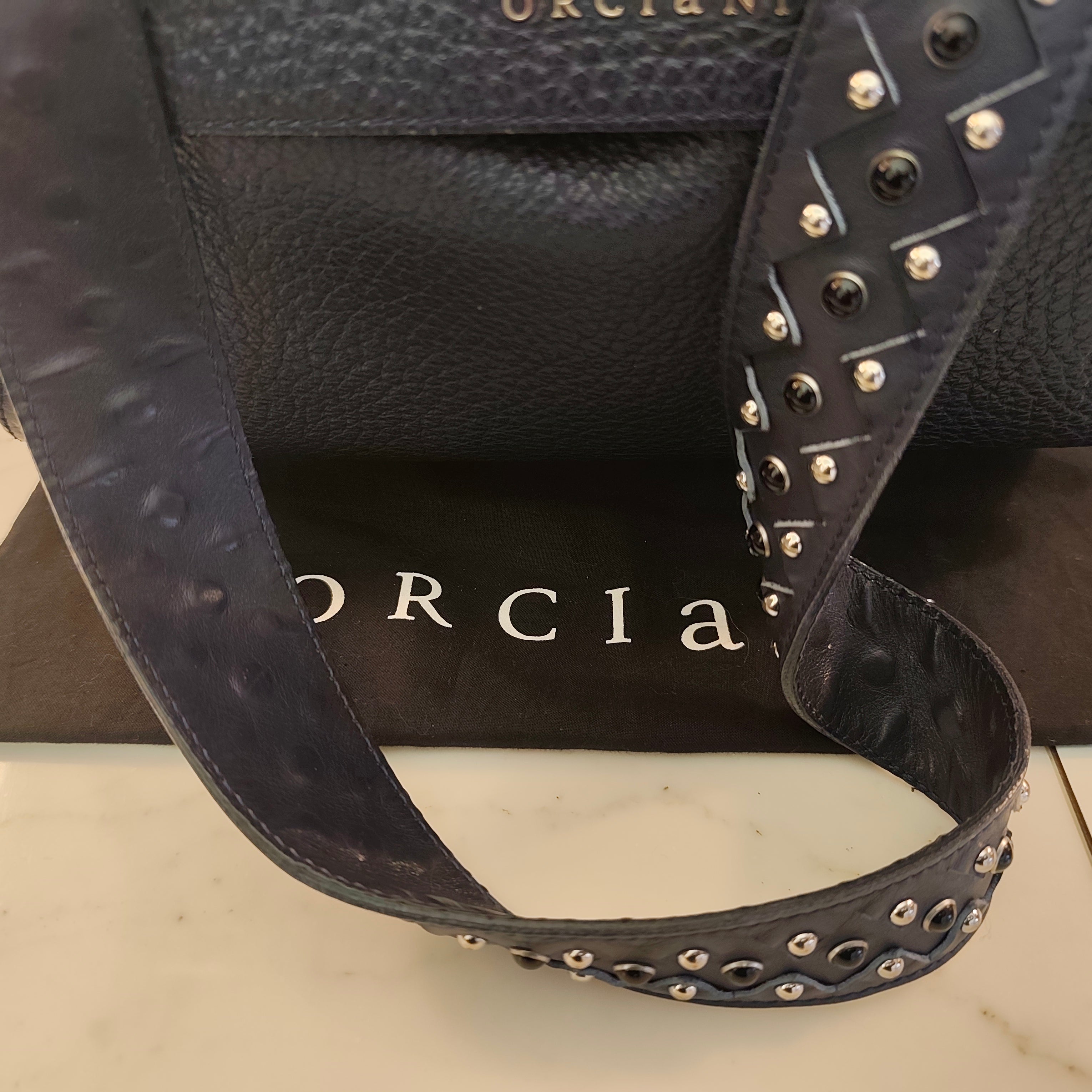 Orciani - Sveva Soft Media in Pelle Blu Navy con Tracolla