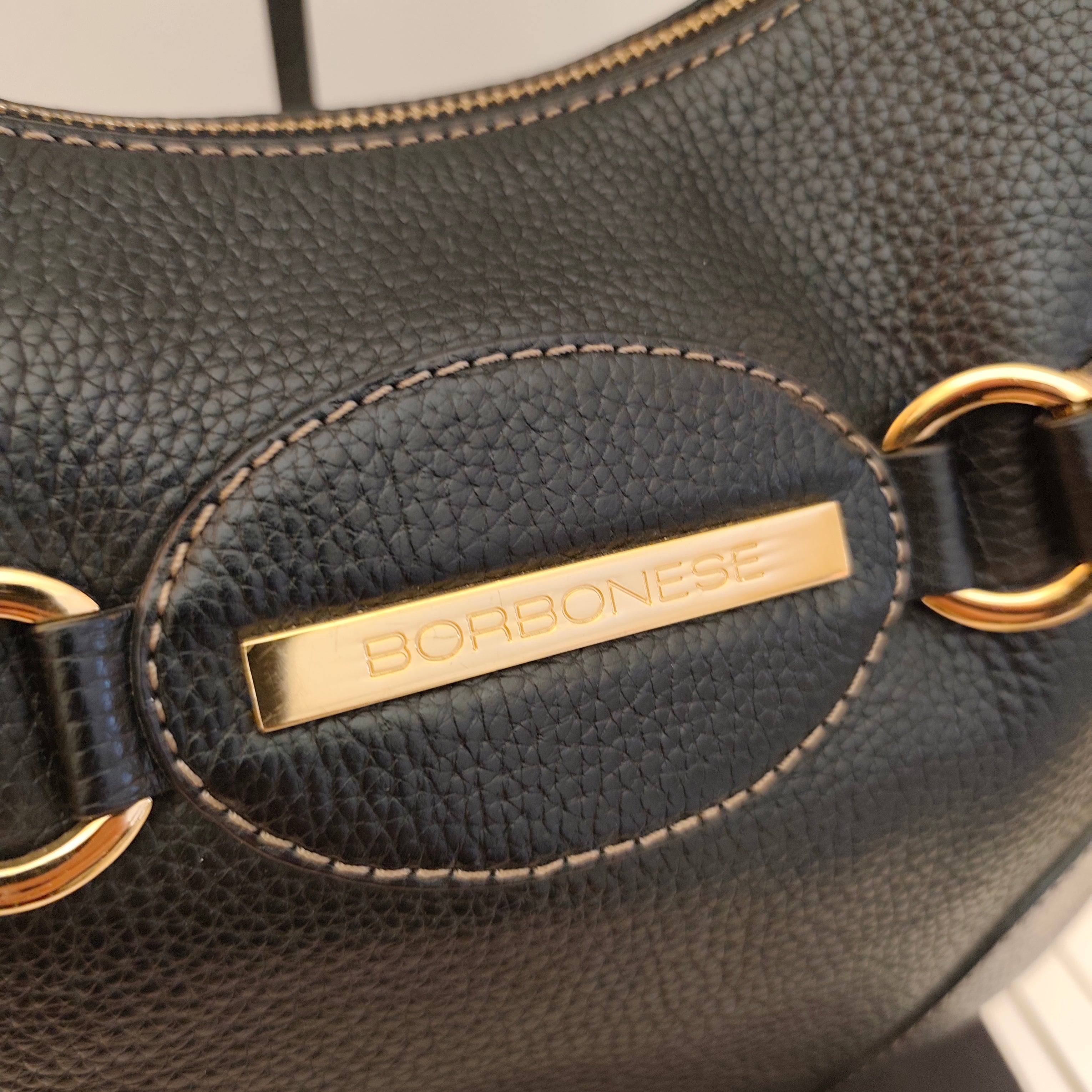 Borbonese – Borsa Hobo a Spalla in Pelle Nera