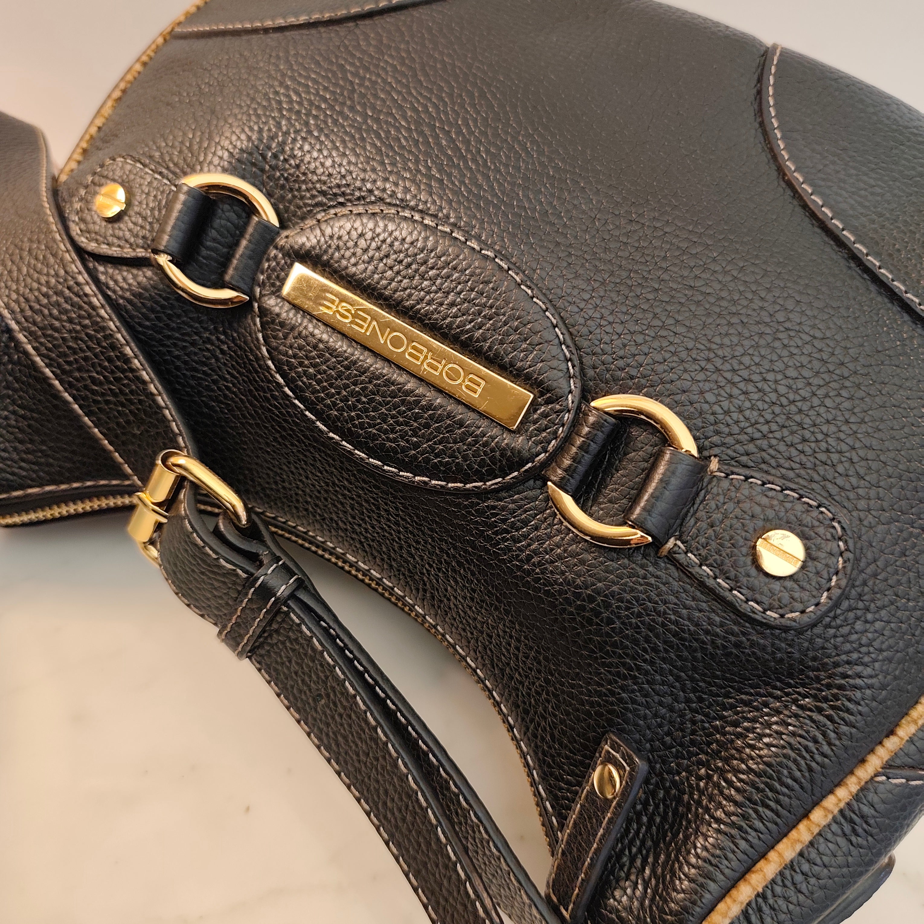 Borbonese – Borsa Hobo a Spalla in Pelle Nera