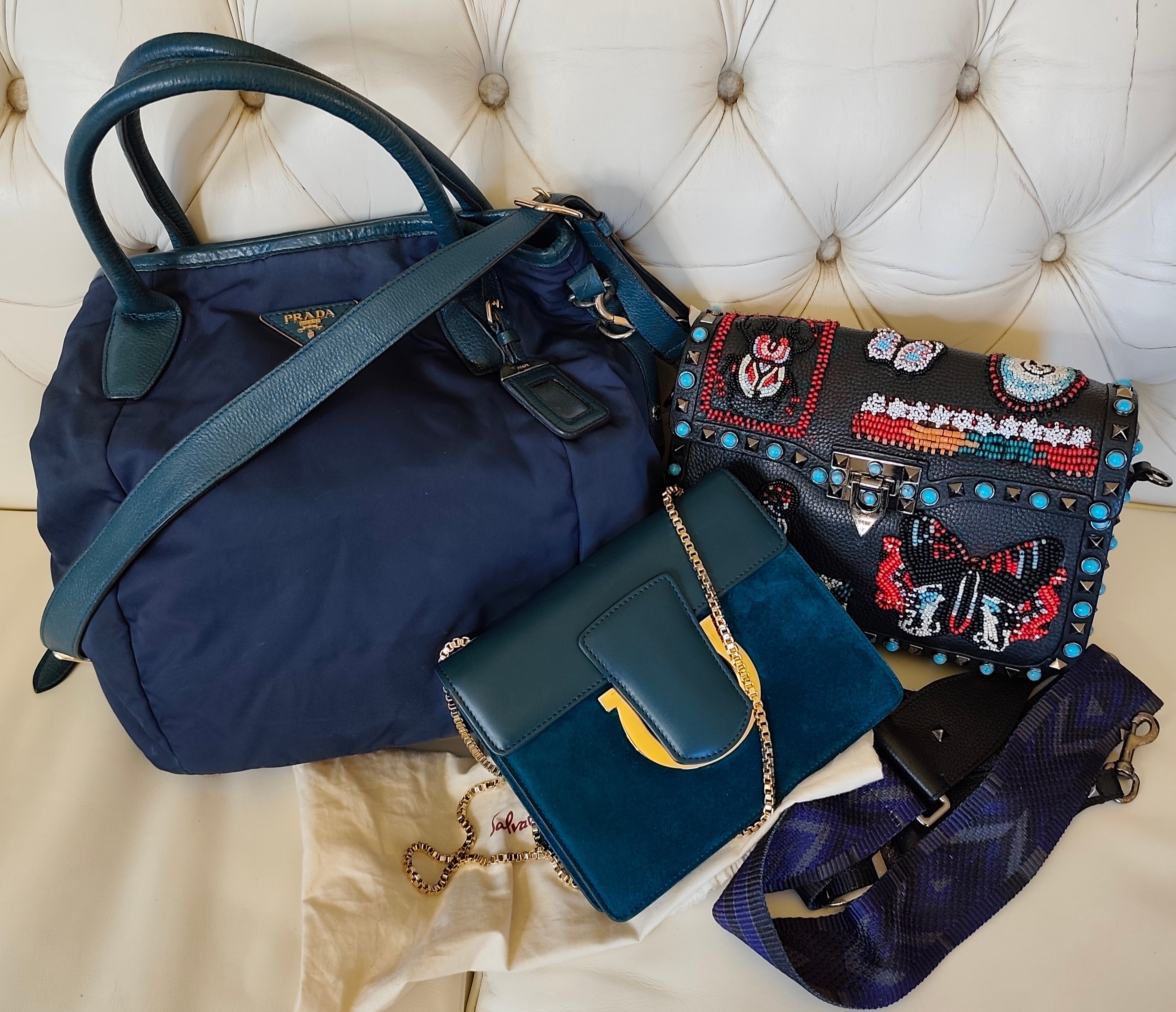 Salvatore Ferragamo – Borsetta “Thalia” in Pelle e Camoscio Ottanio