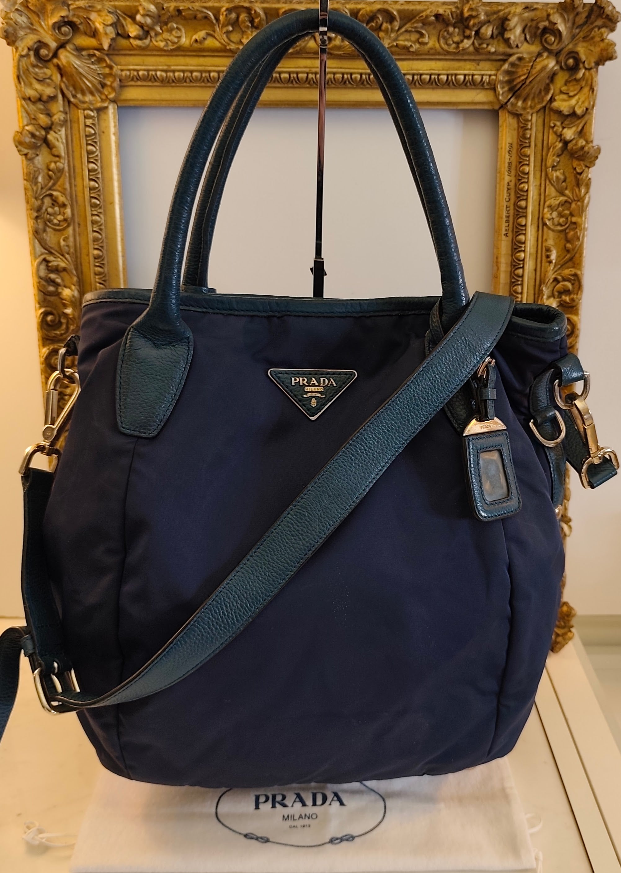 Prada – Borsa Tote Shopper a Sacco Nylon e Pelle Ottanio