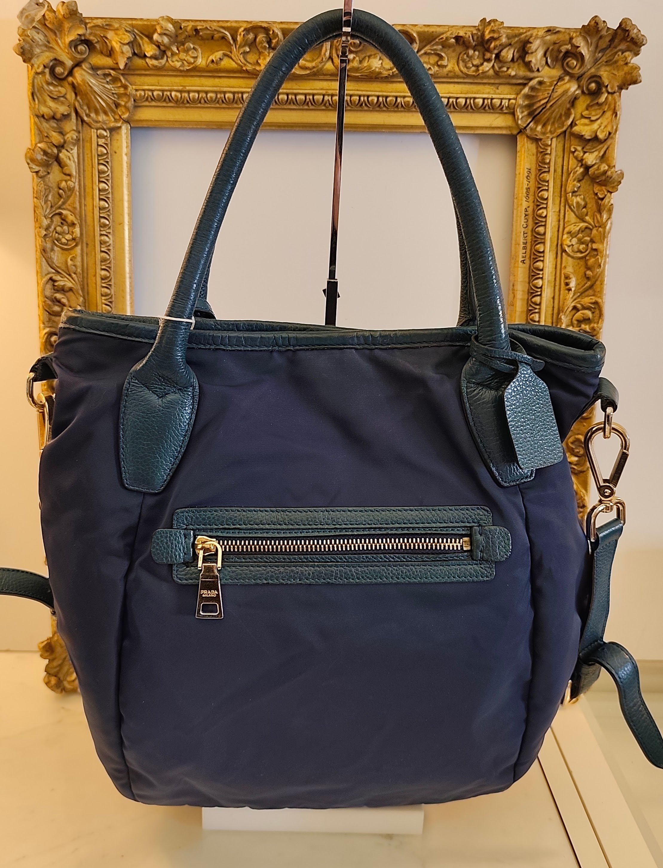 Prada – Borsa Tote Shopper a Sacco Nylon e Pelle Ottanio