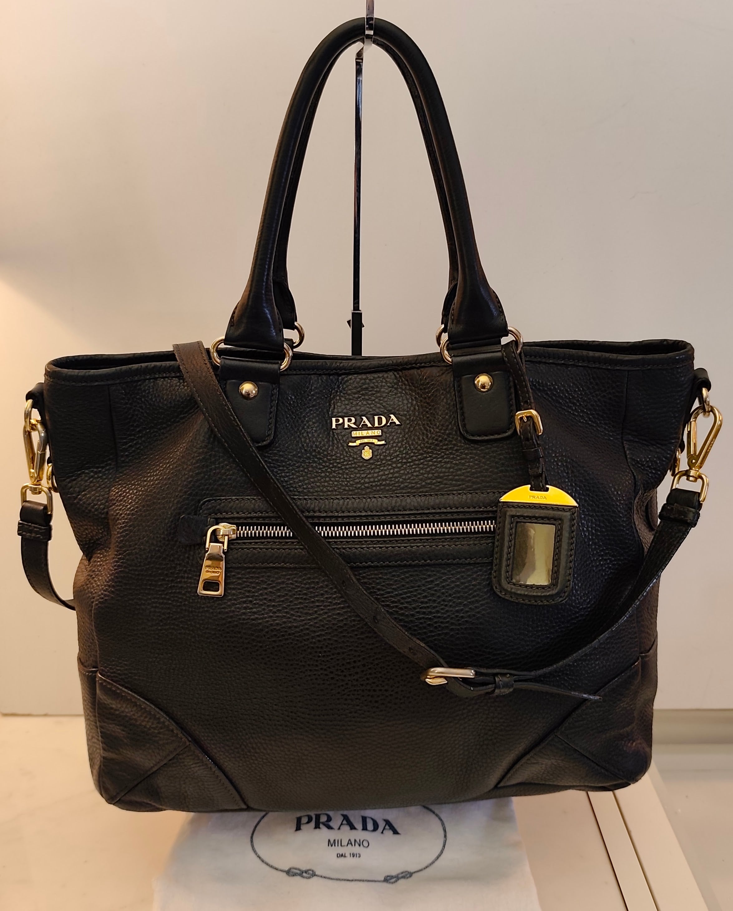 Prada – Tote Bag Shopper in Pelle Martellata Nera