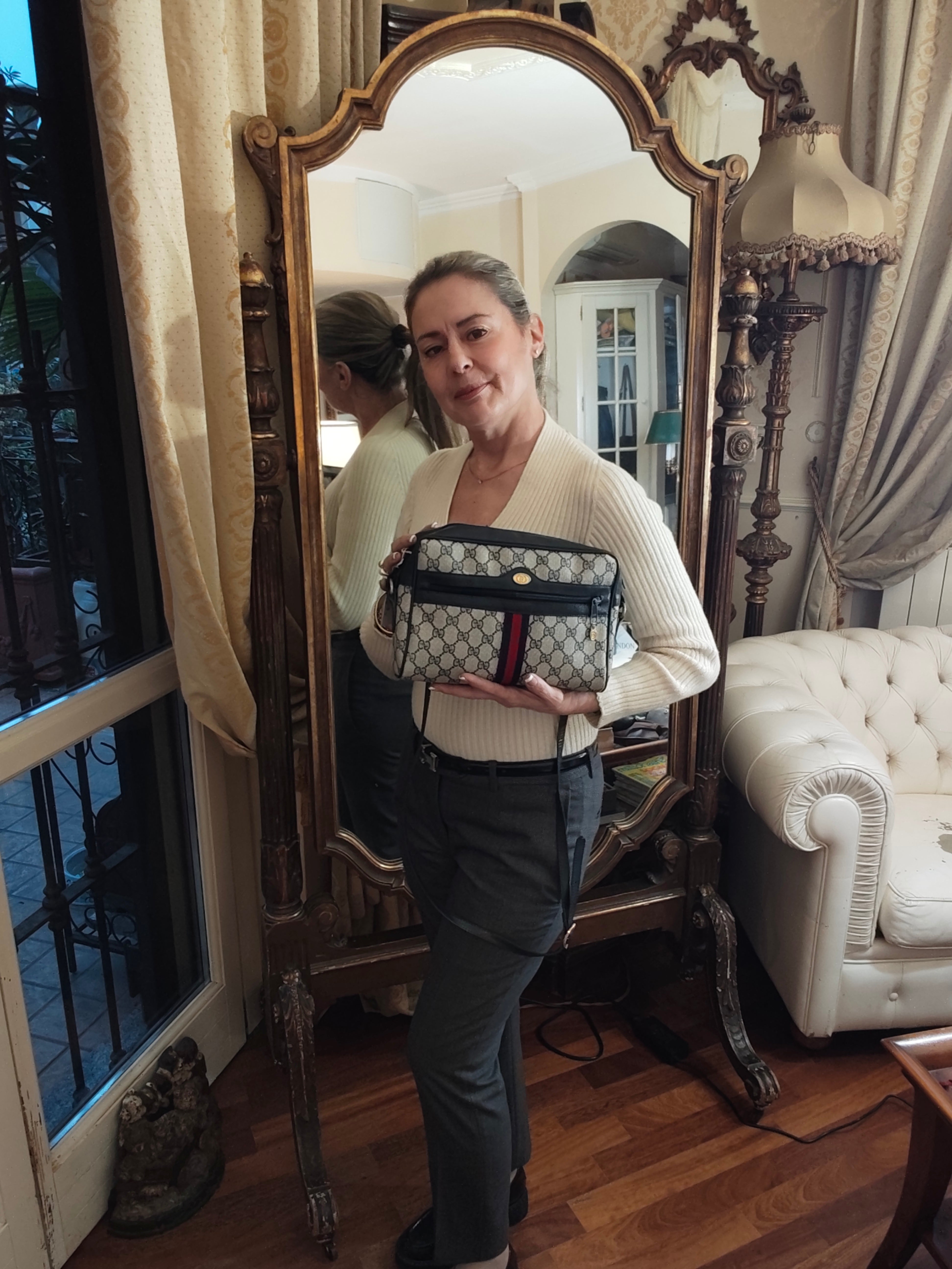 Gucci - Ophidia Camera Bag a Tracolla "GG" Supreme Blu Vintage