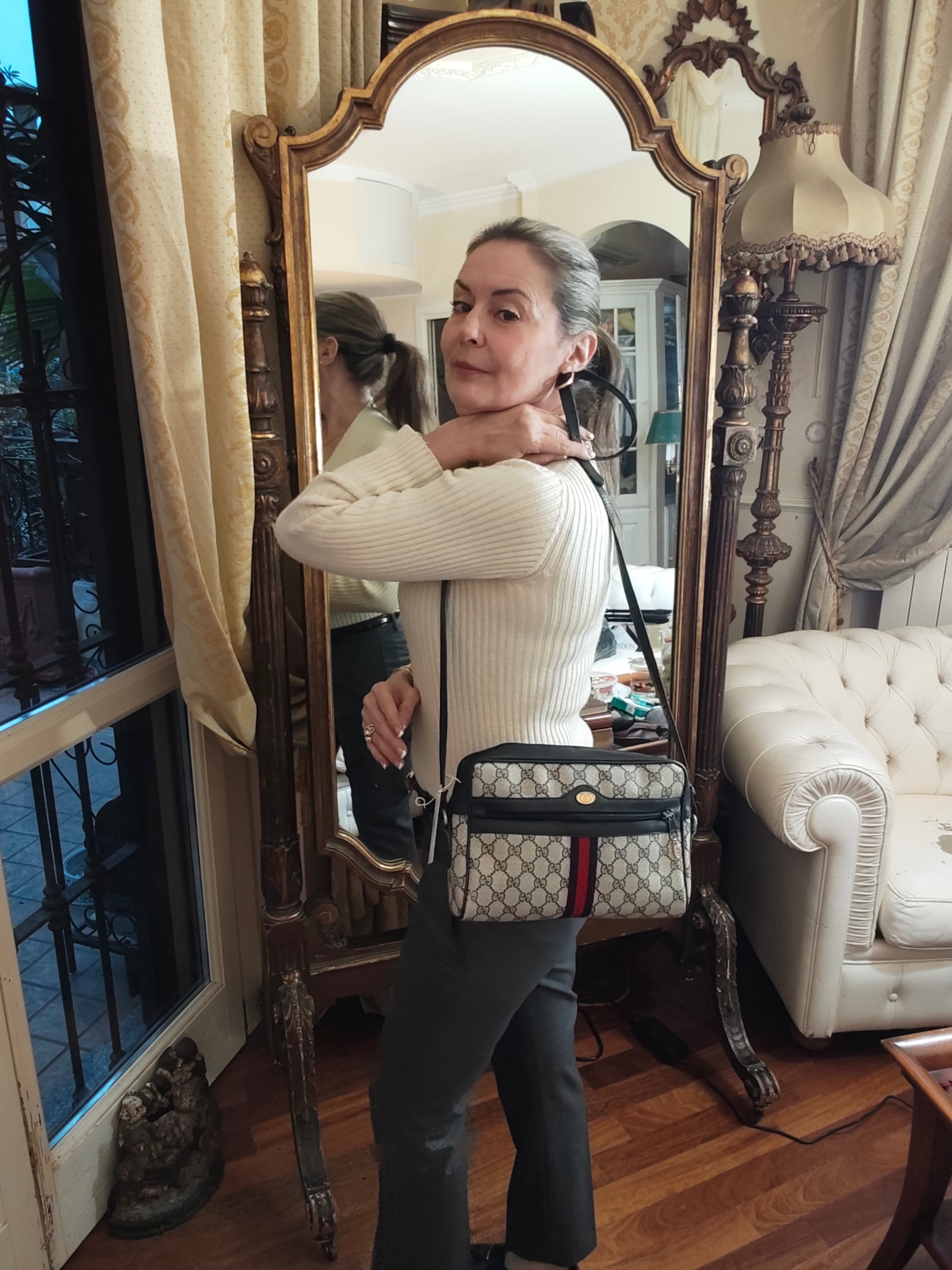 Gucci - Ophidia Camera Bag a Tracolla "GG" Supreme Blu Vintage