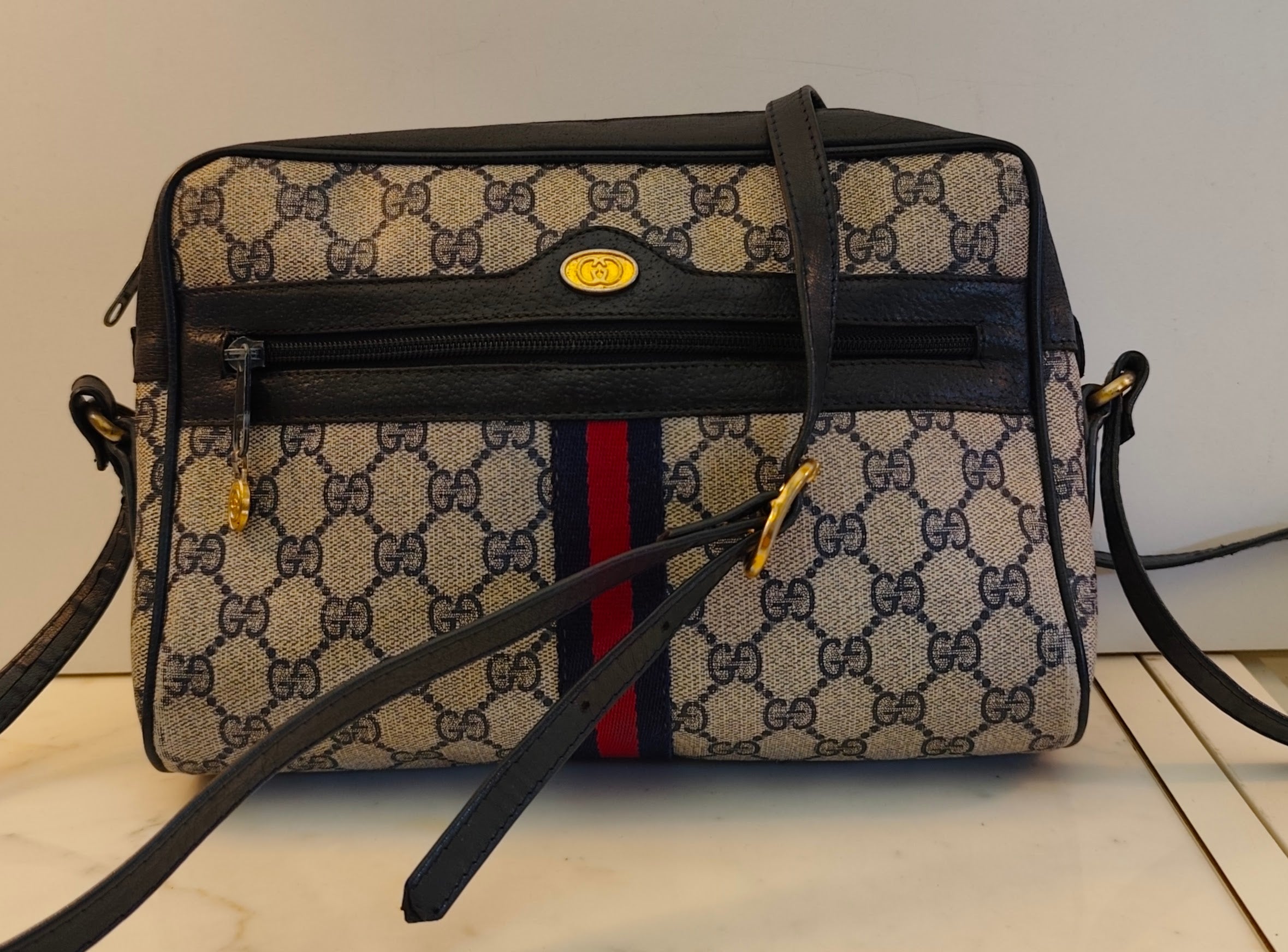 Gucci - Ophidia Camera Bag a Tracolla "GG" Supreme Blu Vintage