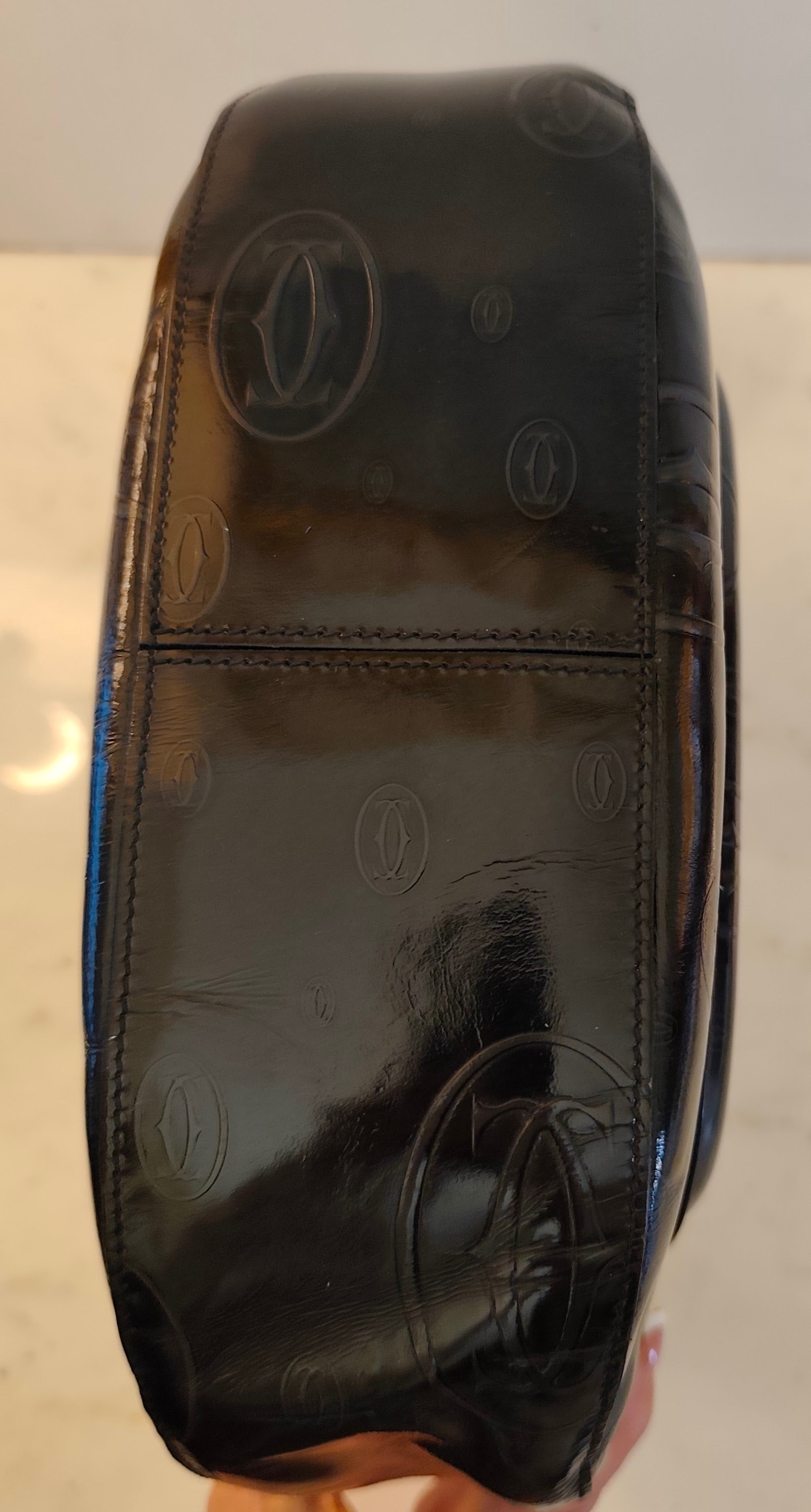 Cartier – Borsa Hobo Happy Birthday Vernice Nera Fantasia Logo