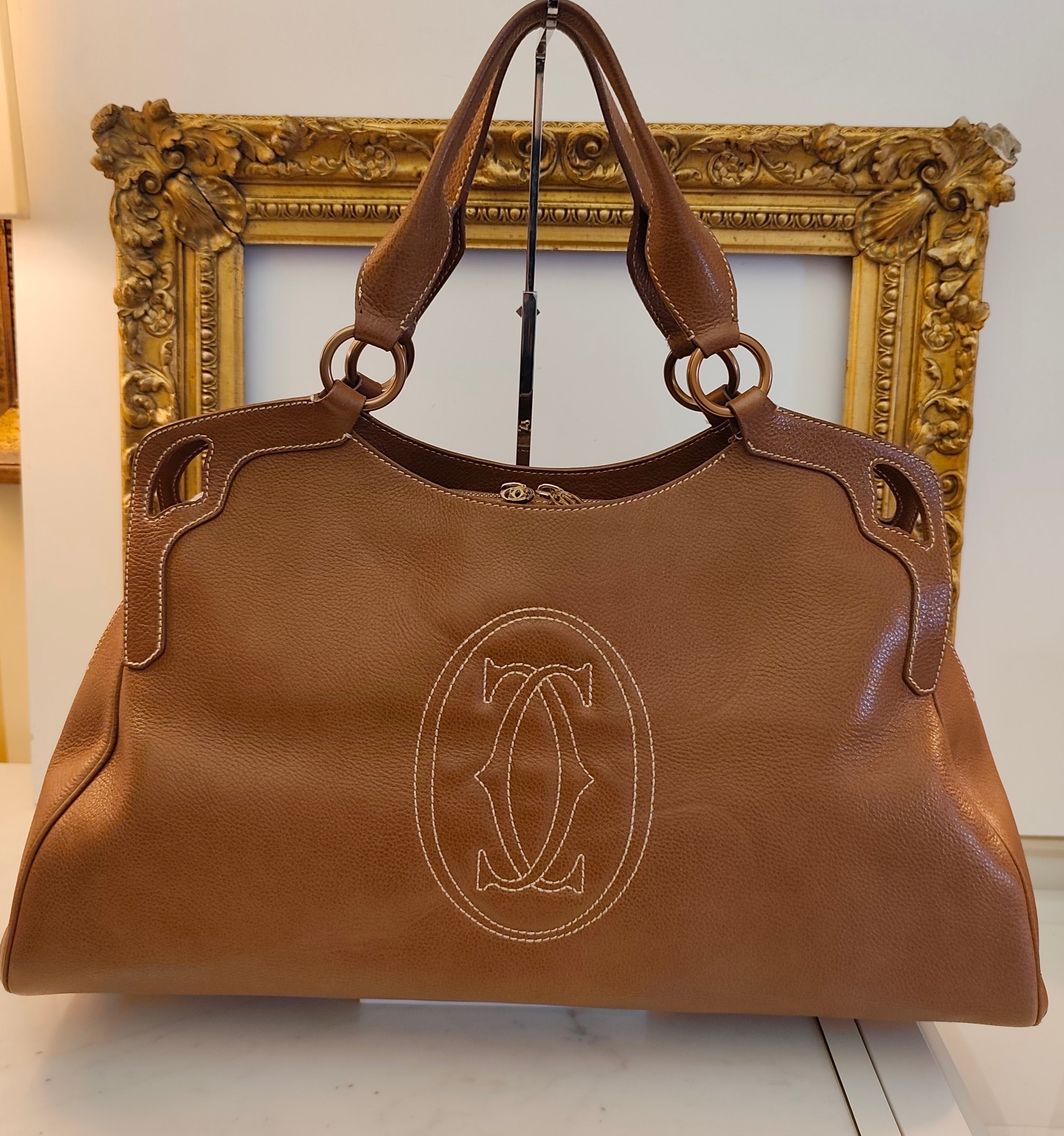 Cartier - Borsa Marcello Misura Grande Pelle Caramello