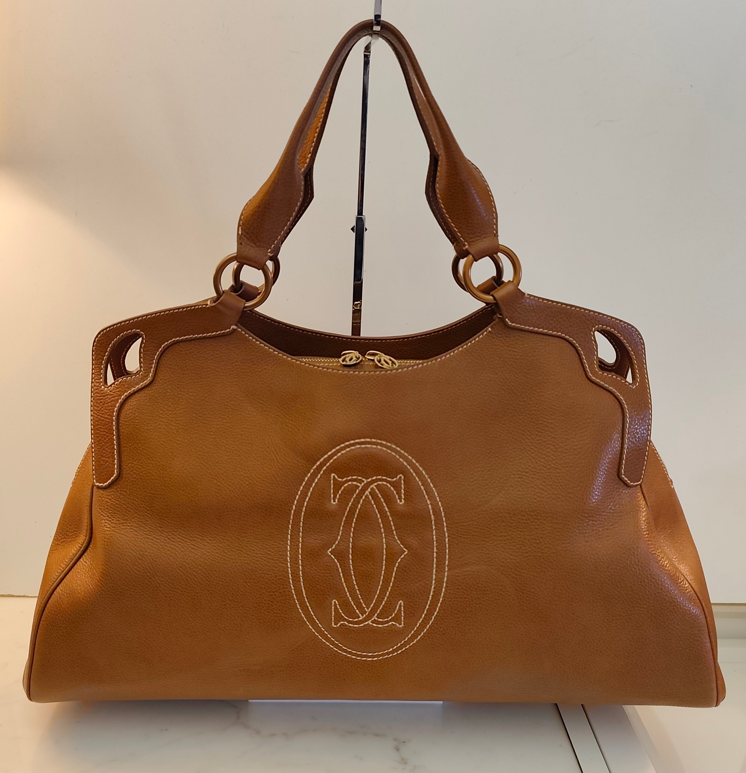 Cartier - Borsa Marcello Misura Grande Pelle Caramello