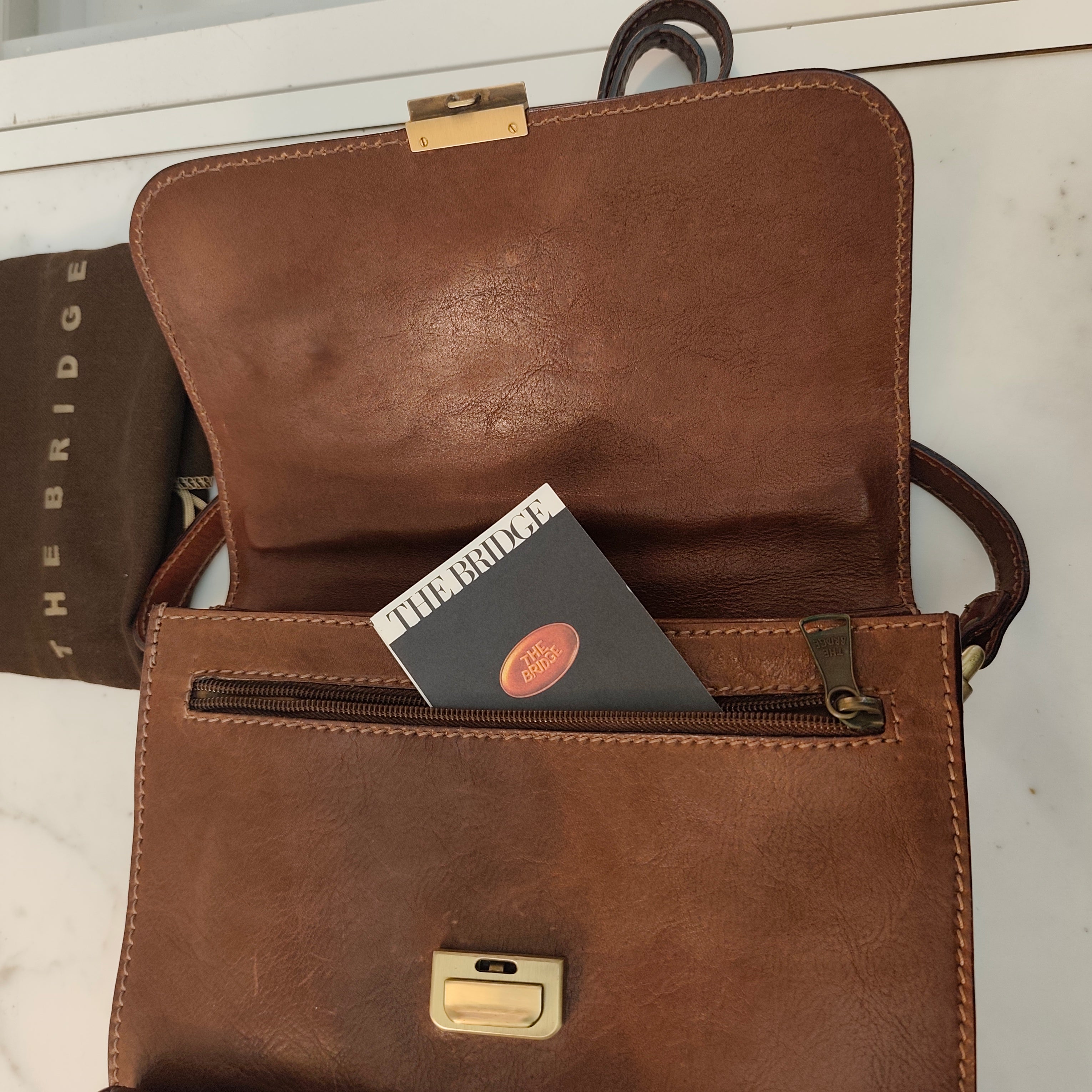 The Bridge – Borsello a Spalla o a Tracolla - Pelle Marrone Linea Story Vintage