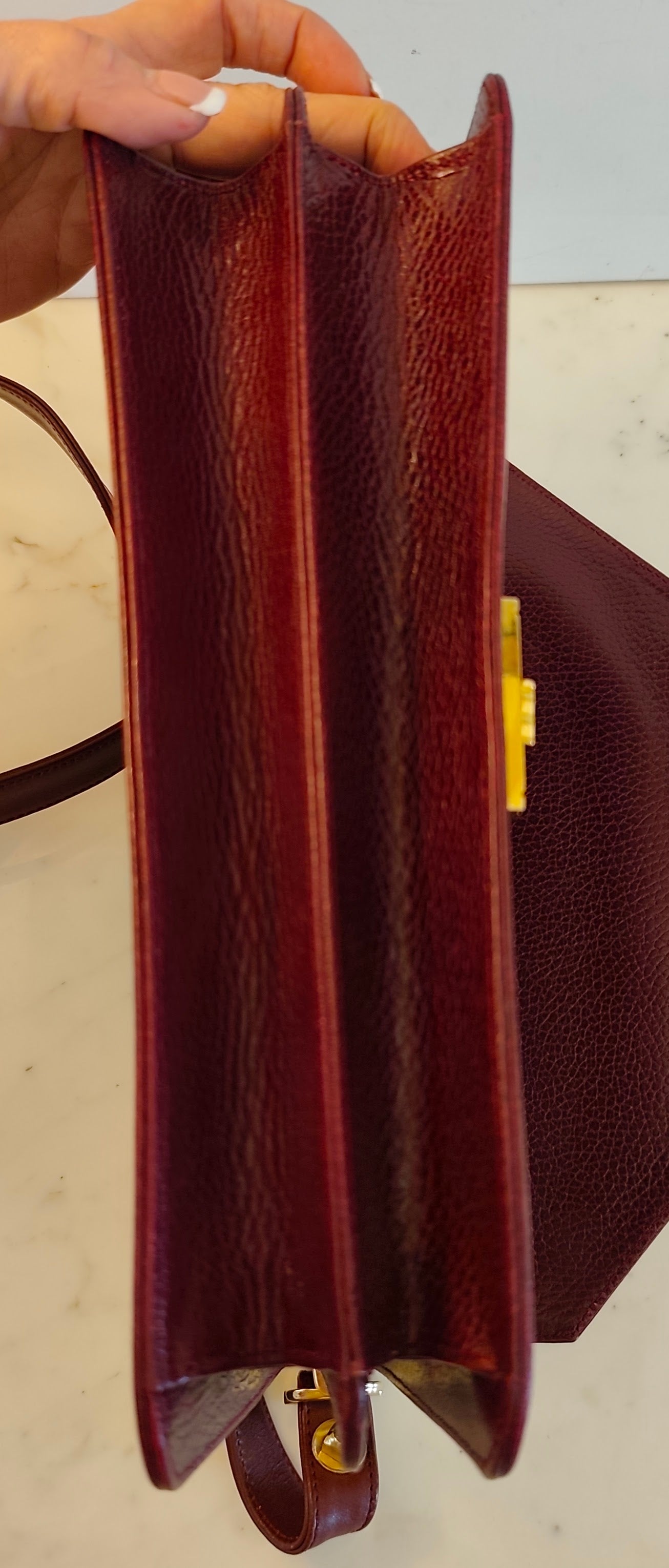 Cartier – Borsa Vintage Double Flap in Pelle Bordeaux