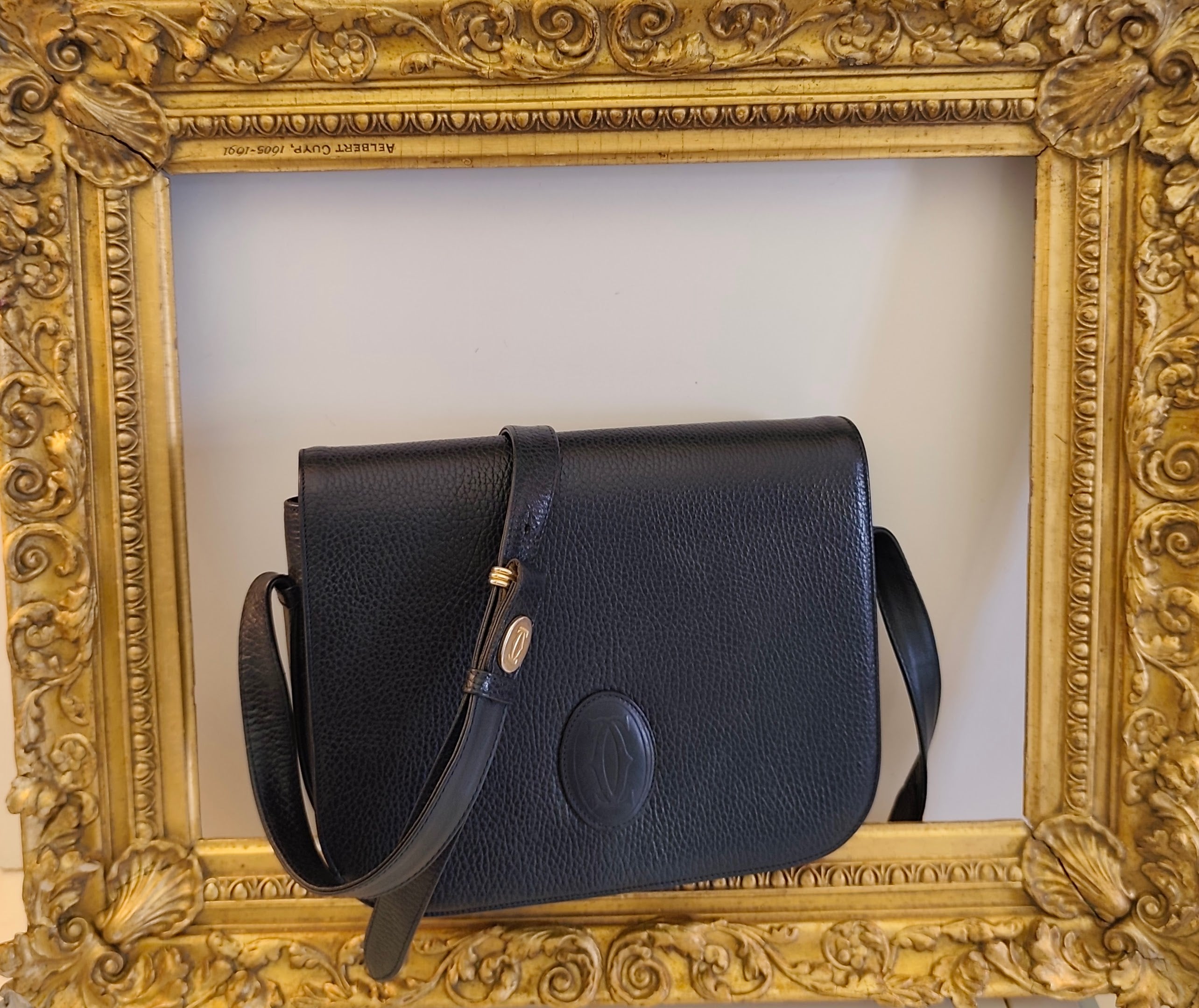 Cartier – Camera Bag a Patta Intera in Pelle Blu Vintage
