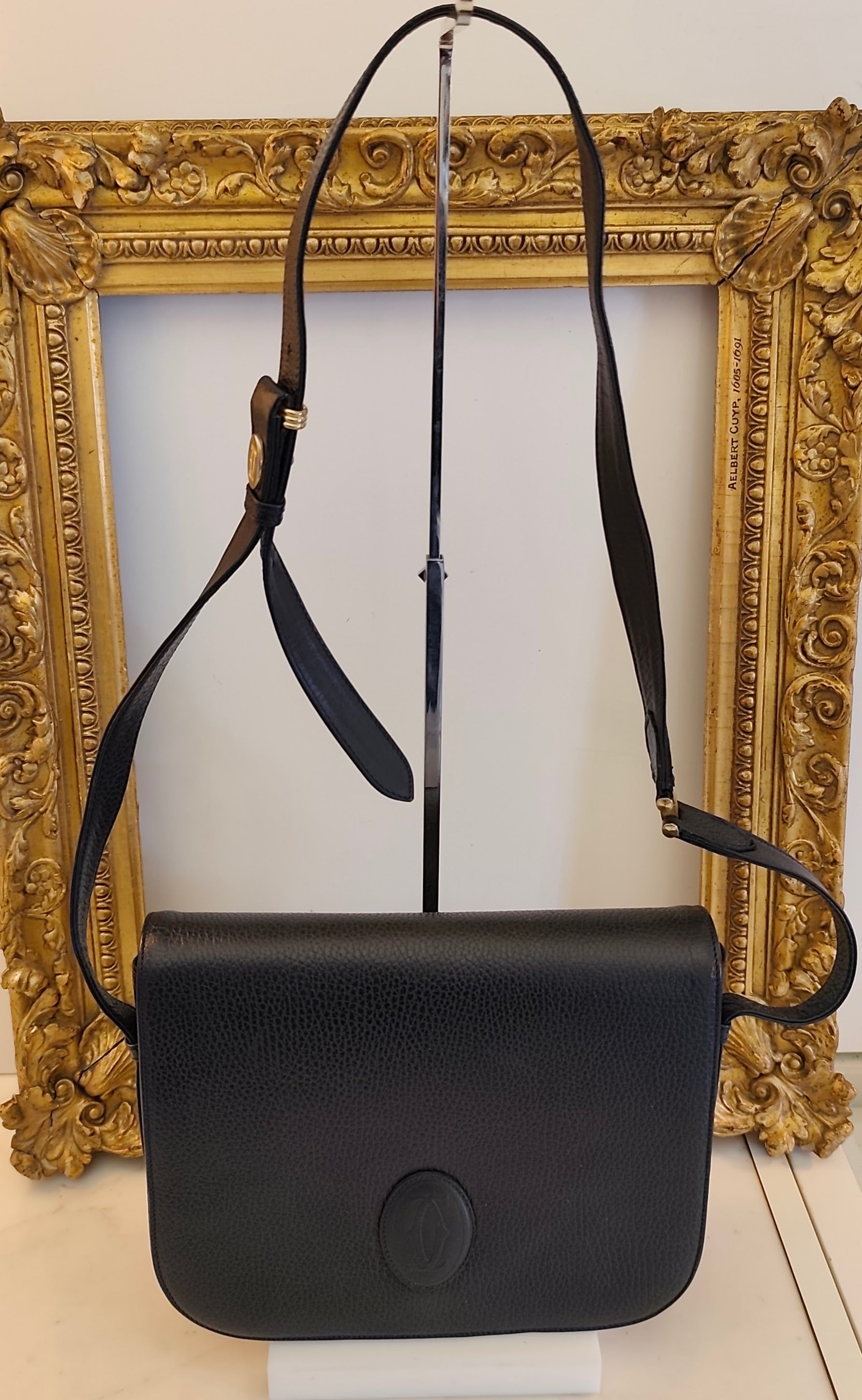 Cartier – Camera Bag a Patta Intera in Pelle Blu Vintage