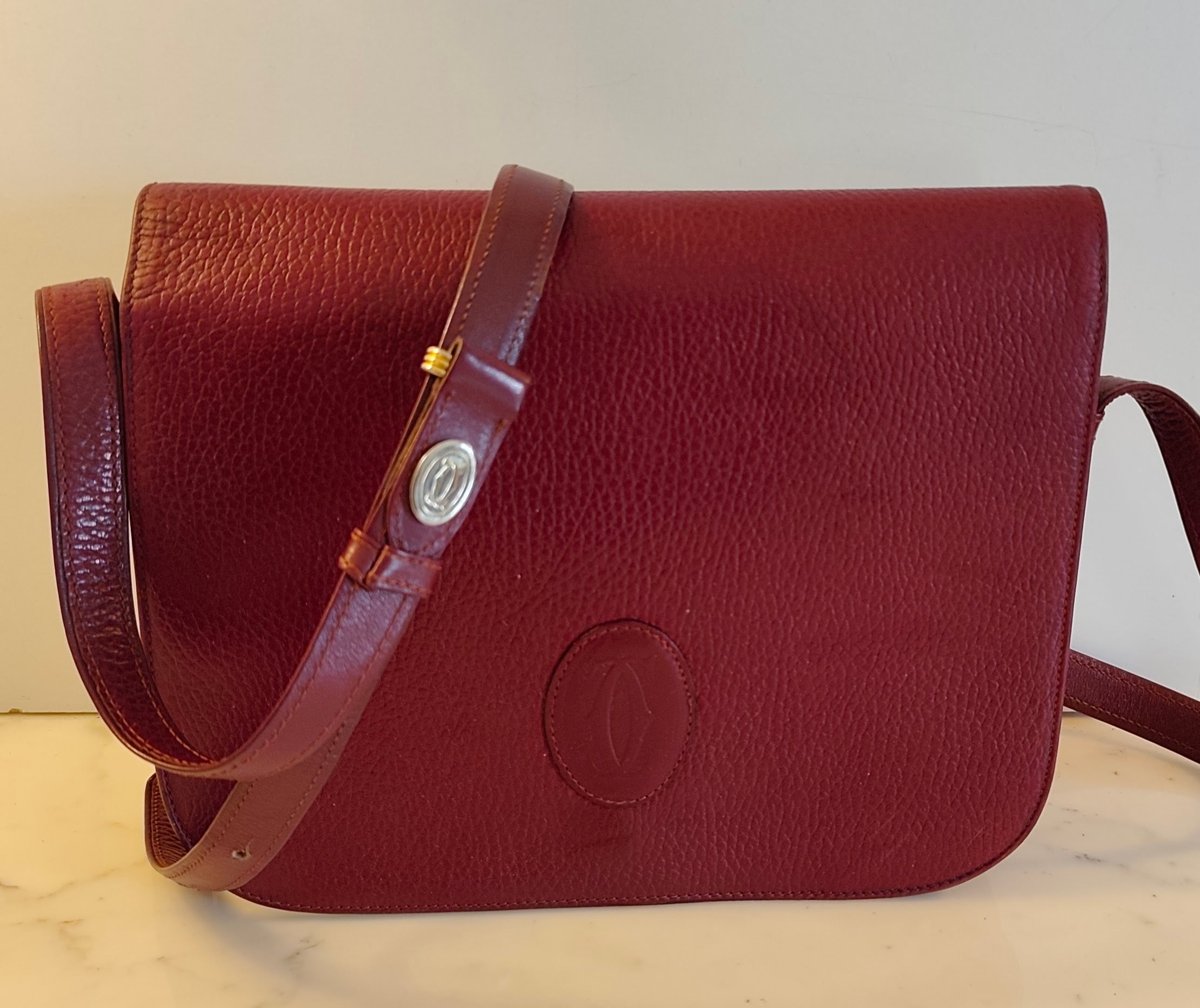Cartier - Camera Bag a Patta Intera in Pelle Bordeaux Vintage