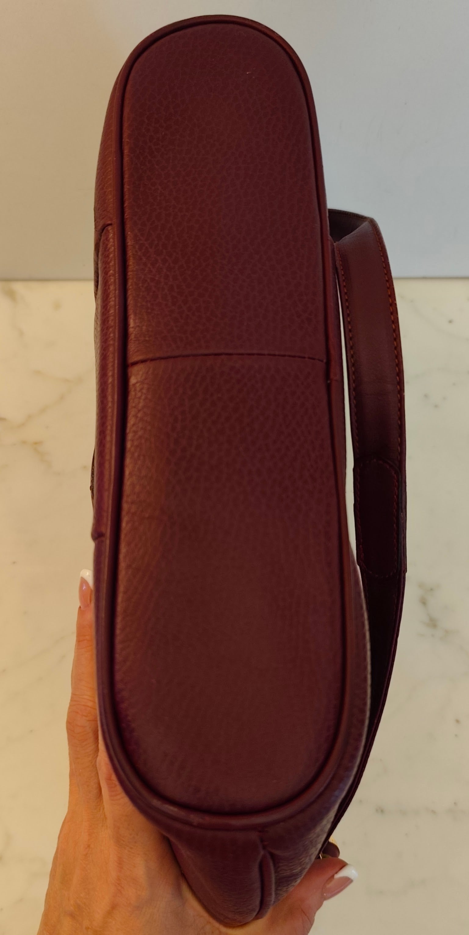 Cartier – Borsa a Spalla Double Face in Pelle Bordeaux Vintage