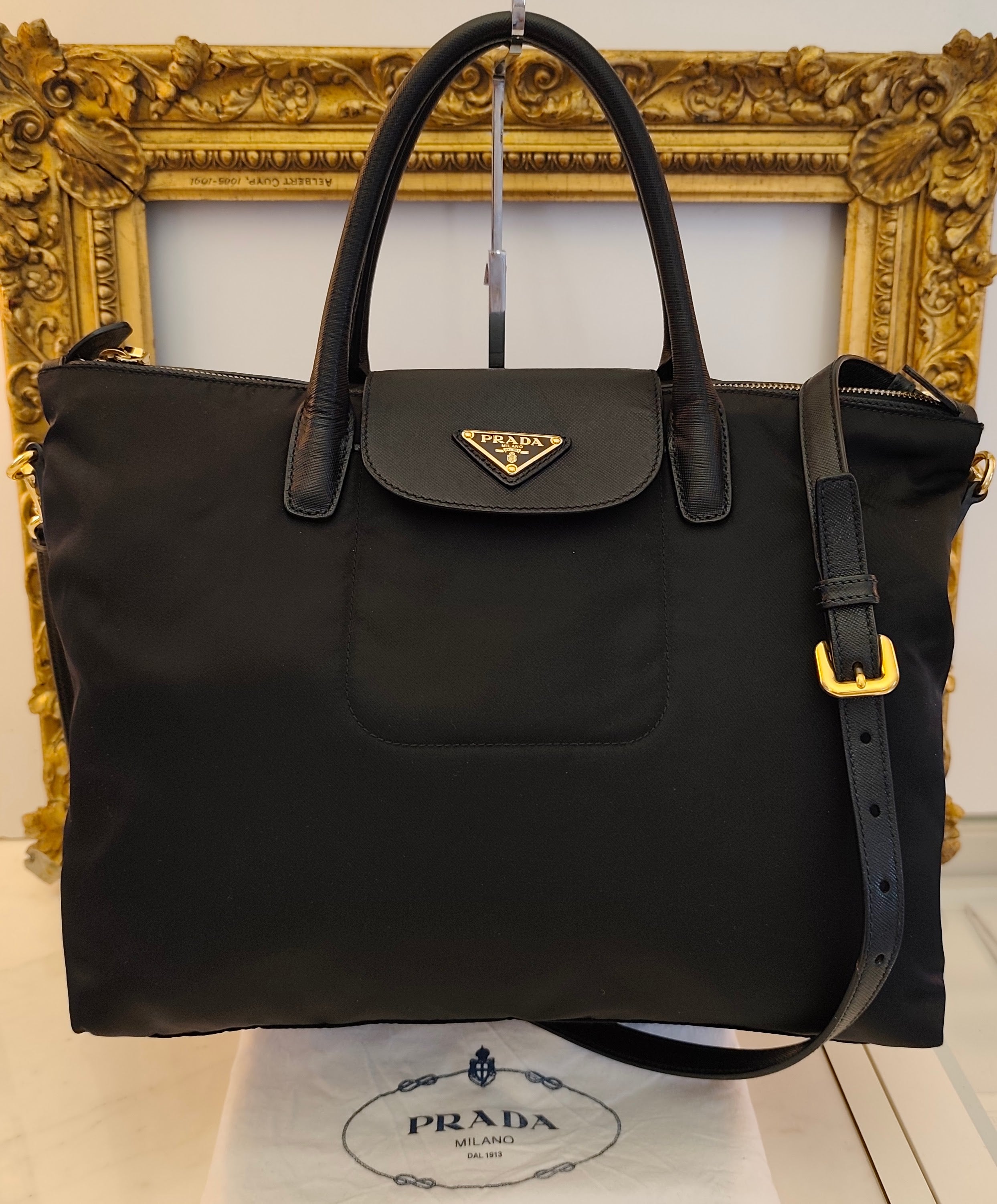 Prada - Tote Shopper Re-Nylon Nera con Tracolla – NUOVA FULL SET