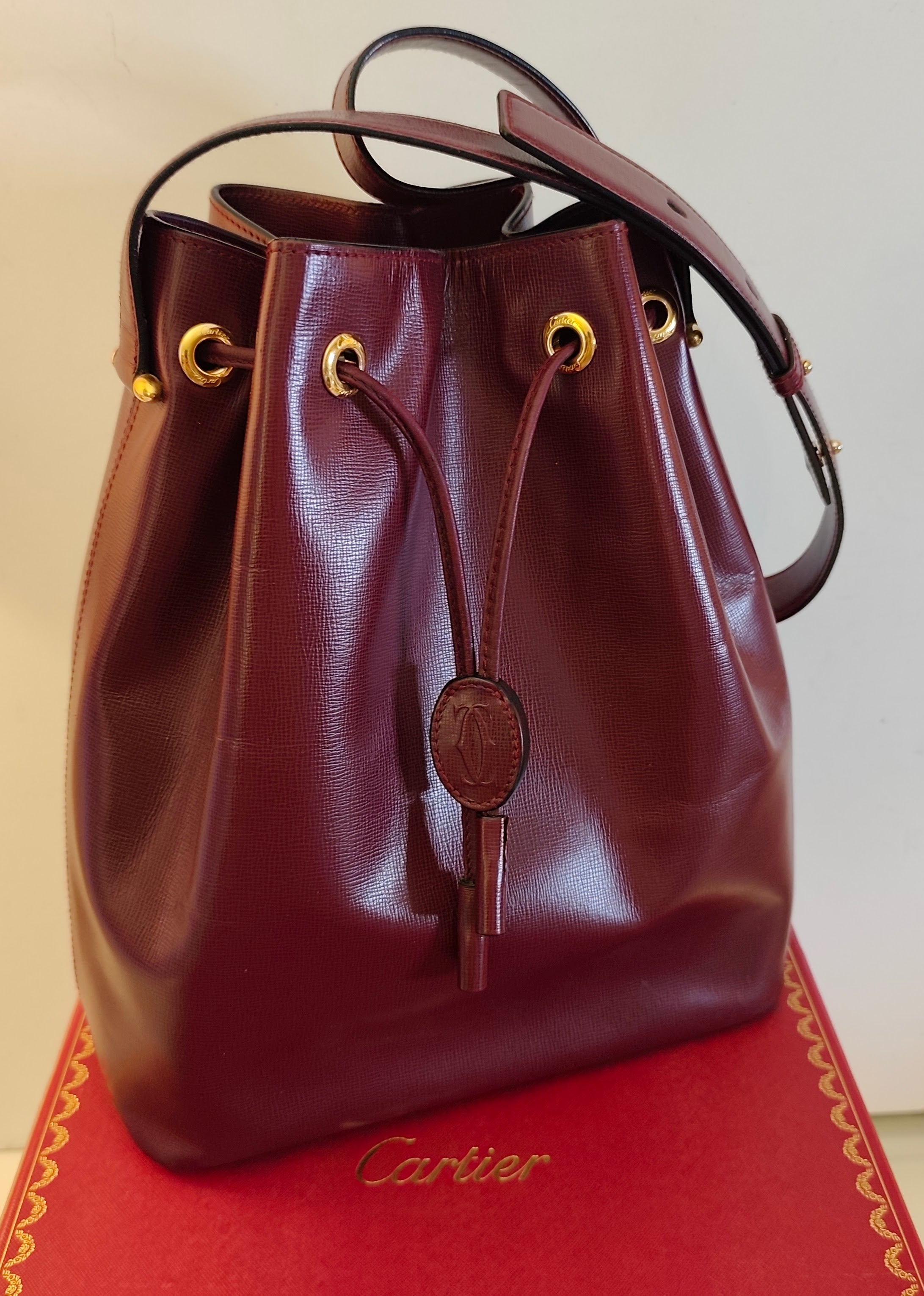 Cartier - Secchiello in Pelle Liscia Bordeaux con Scatola