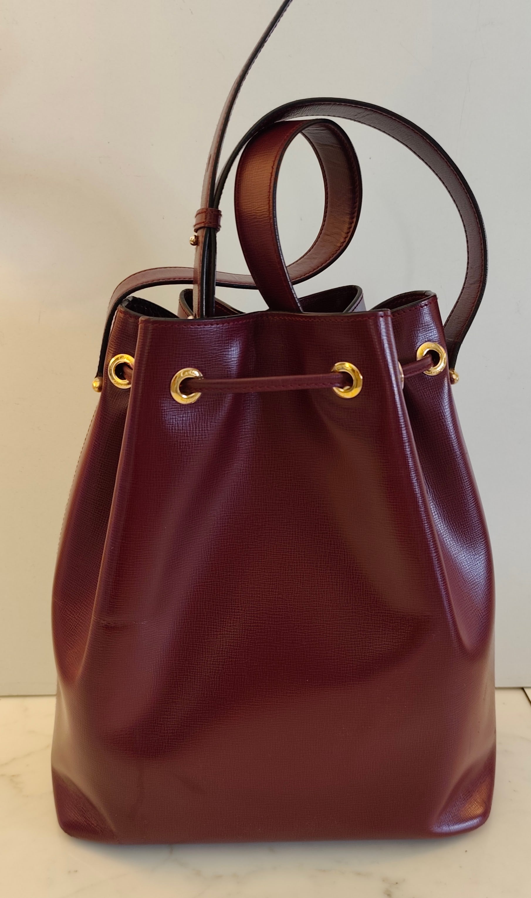 Cartier - Secchiello in Pelle Liscia Bordeaux con Scatola