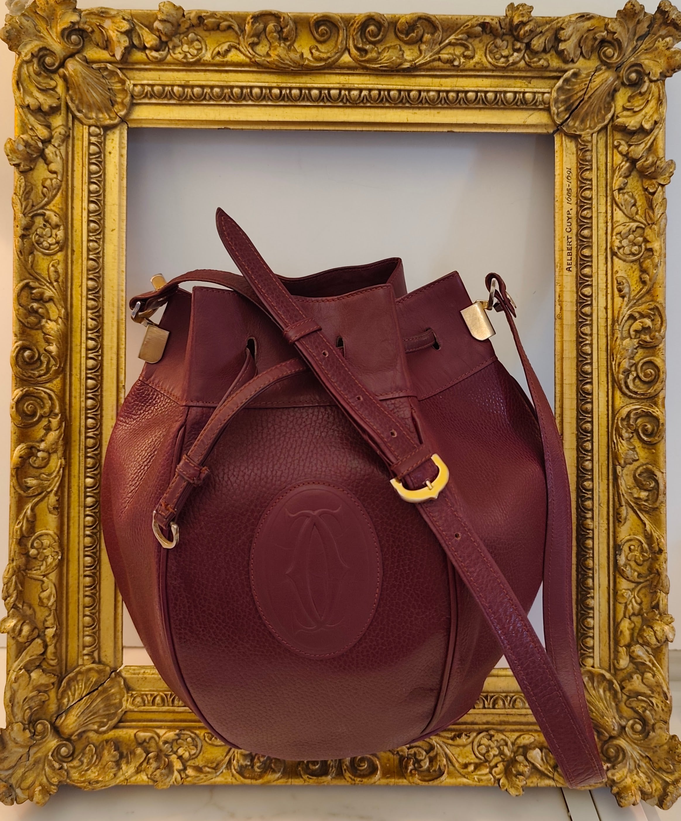 Cartier - Secchiello Bombato in Pelle Bordeaux Vintage