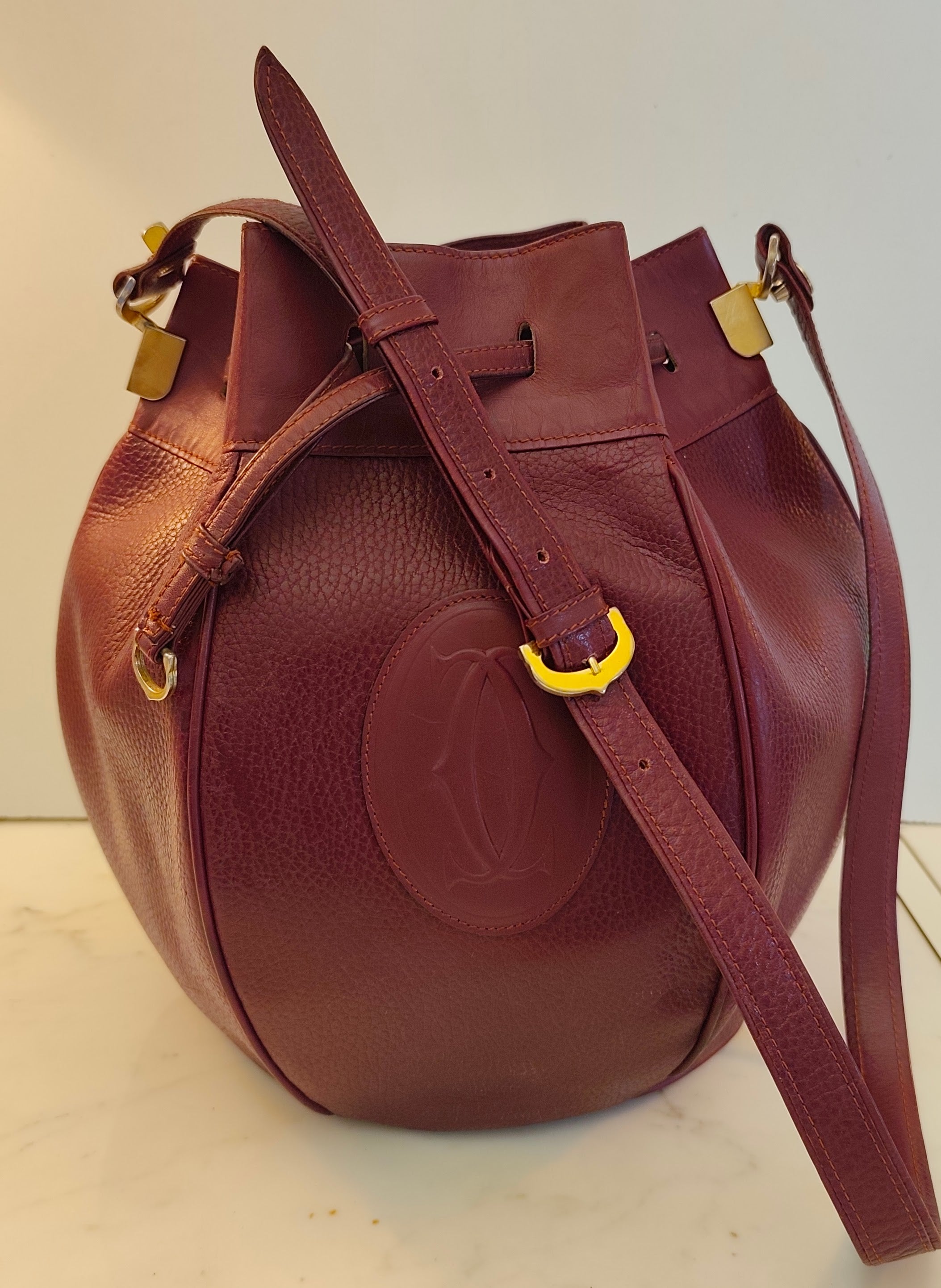 Cartier - Secchiello Bombato in Pelle Bordeaux Vintage