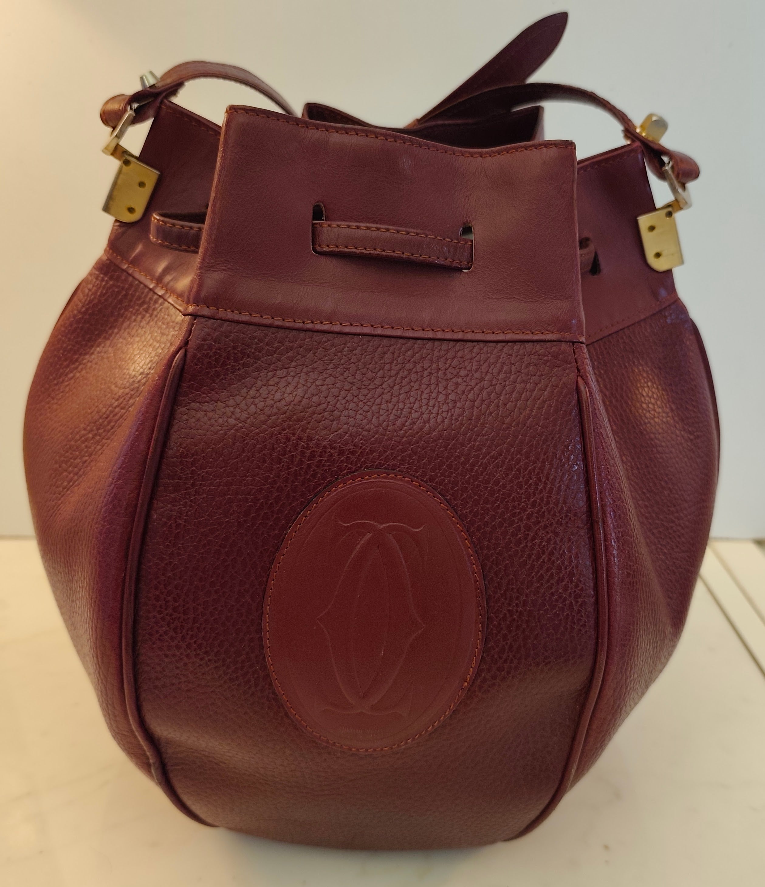 Cartier - Secchiello Bombato in Pelle Bordeaux Vintage