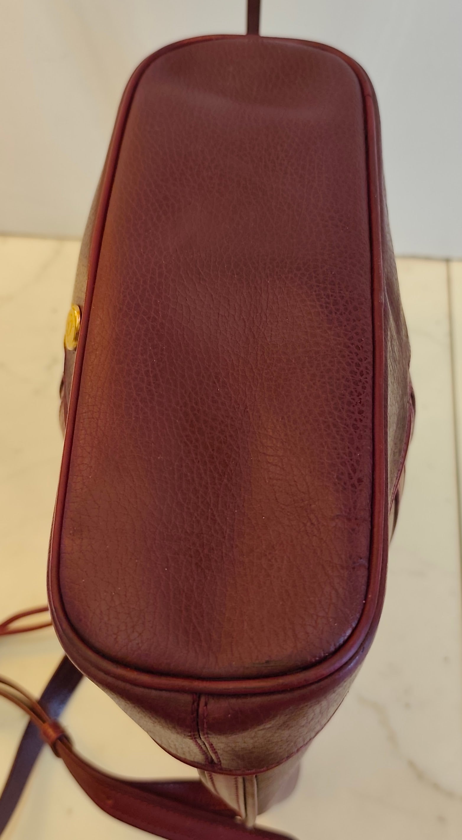Cartier – Secchiello Ovale in Pelle Bordeaux Vintage