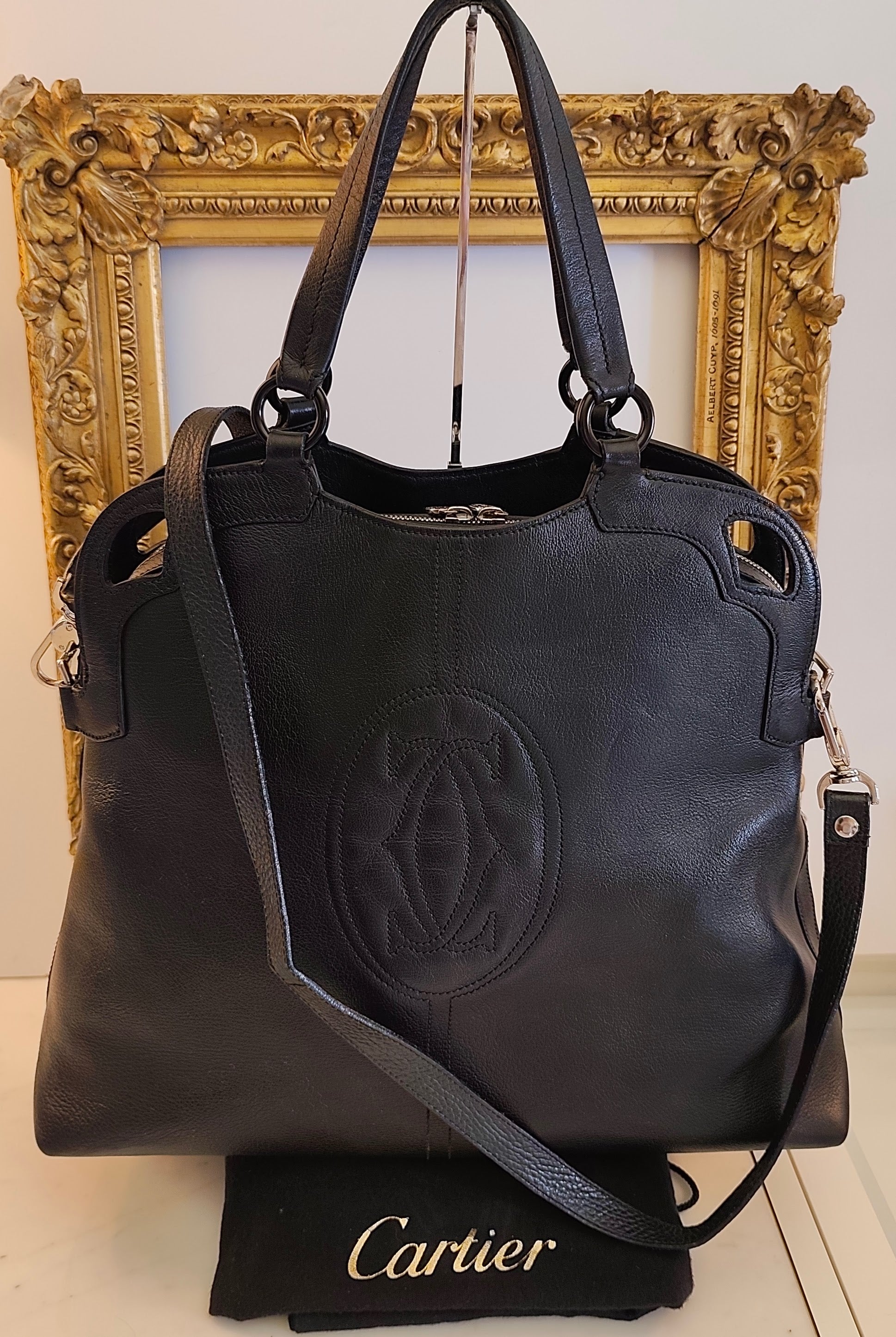 Cartier - Marcello Borsa in Pelle Nera Double Face con Tracolla