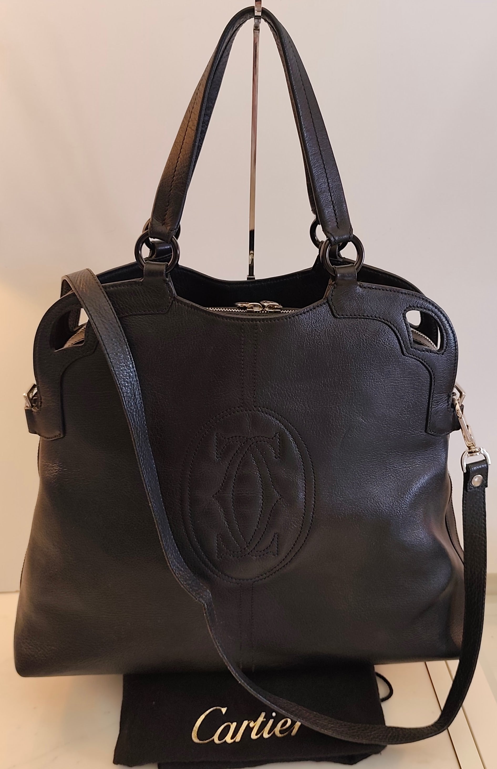 Cartier - Marcello Borsa in Pelle Nera Double Face con Tracolla