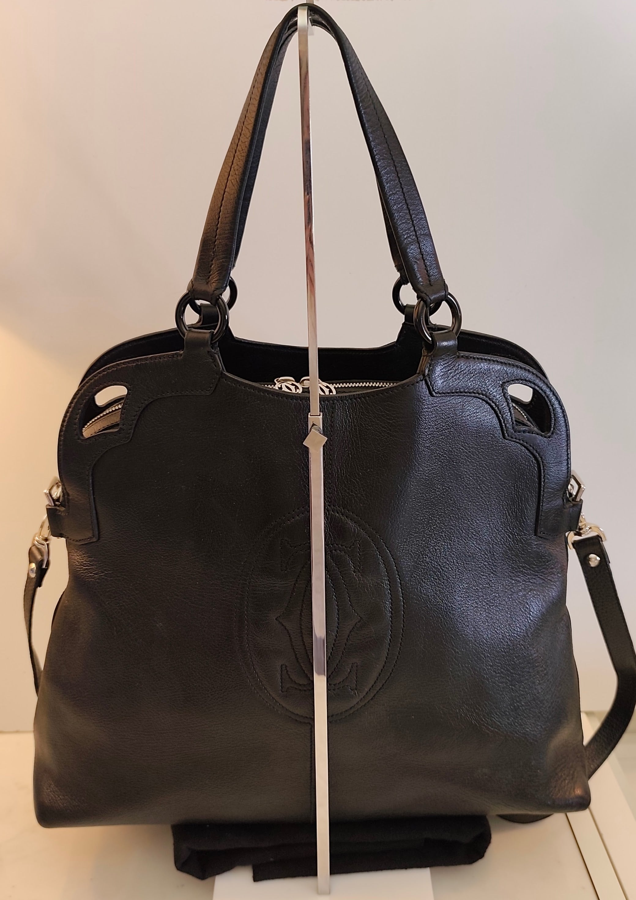 Cartier - Marcello Borsa in Pelle Nera Double Face con Tracolla