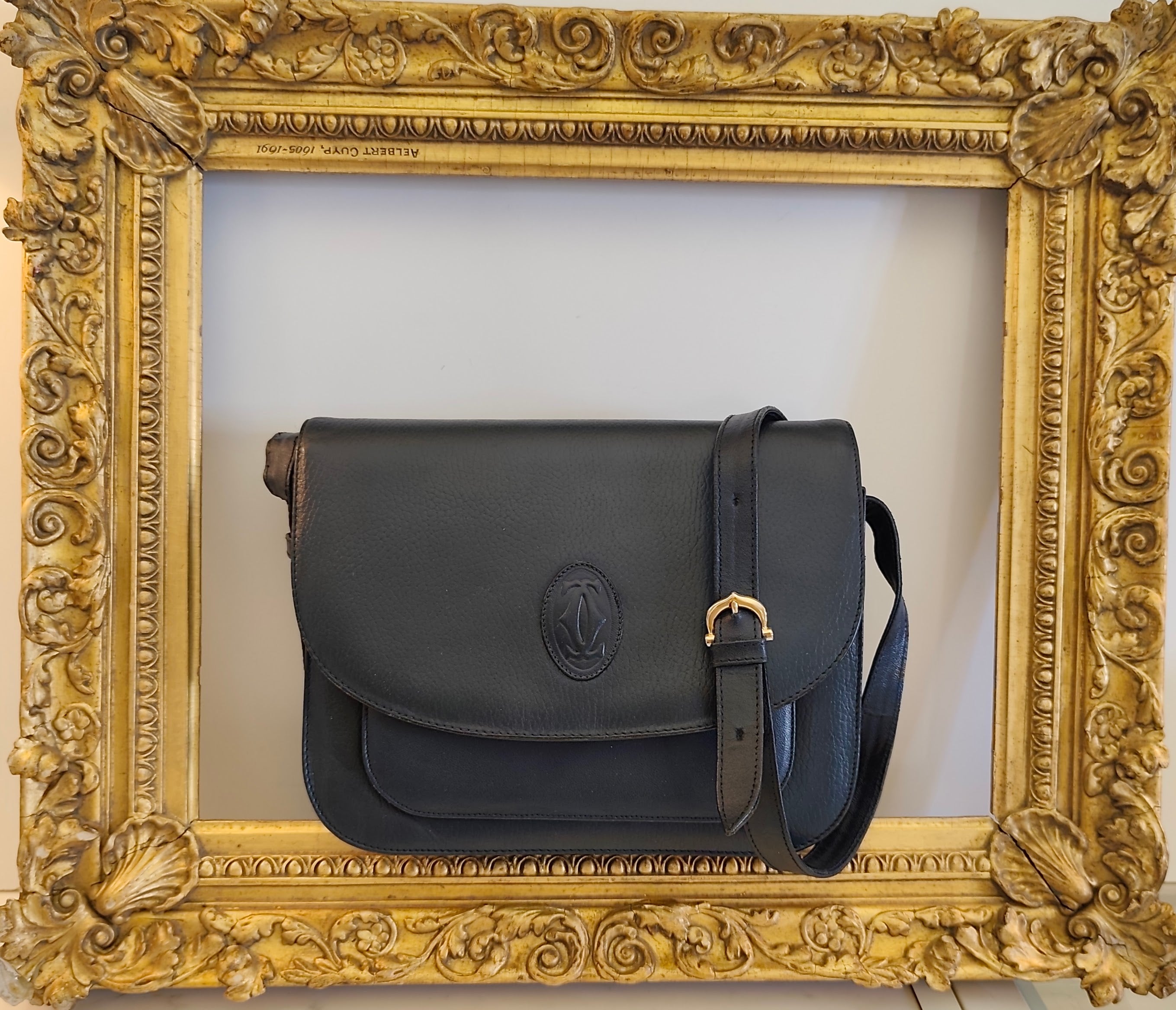 Cartier - Camera Bag a 3 Soffietti in Pelle Blu Vintage