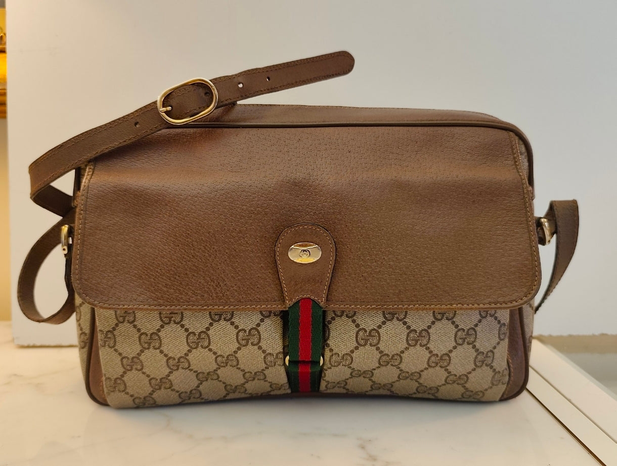 Gucci - Ophidia Camera Bag Grande in Canvas "GG Supreme" Beige Vintage