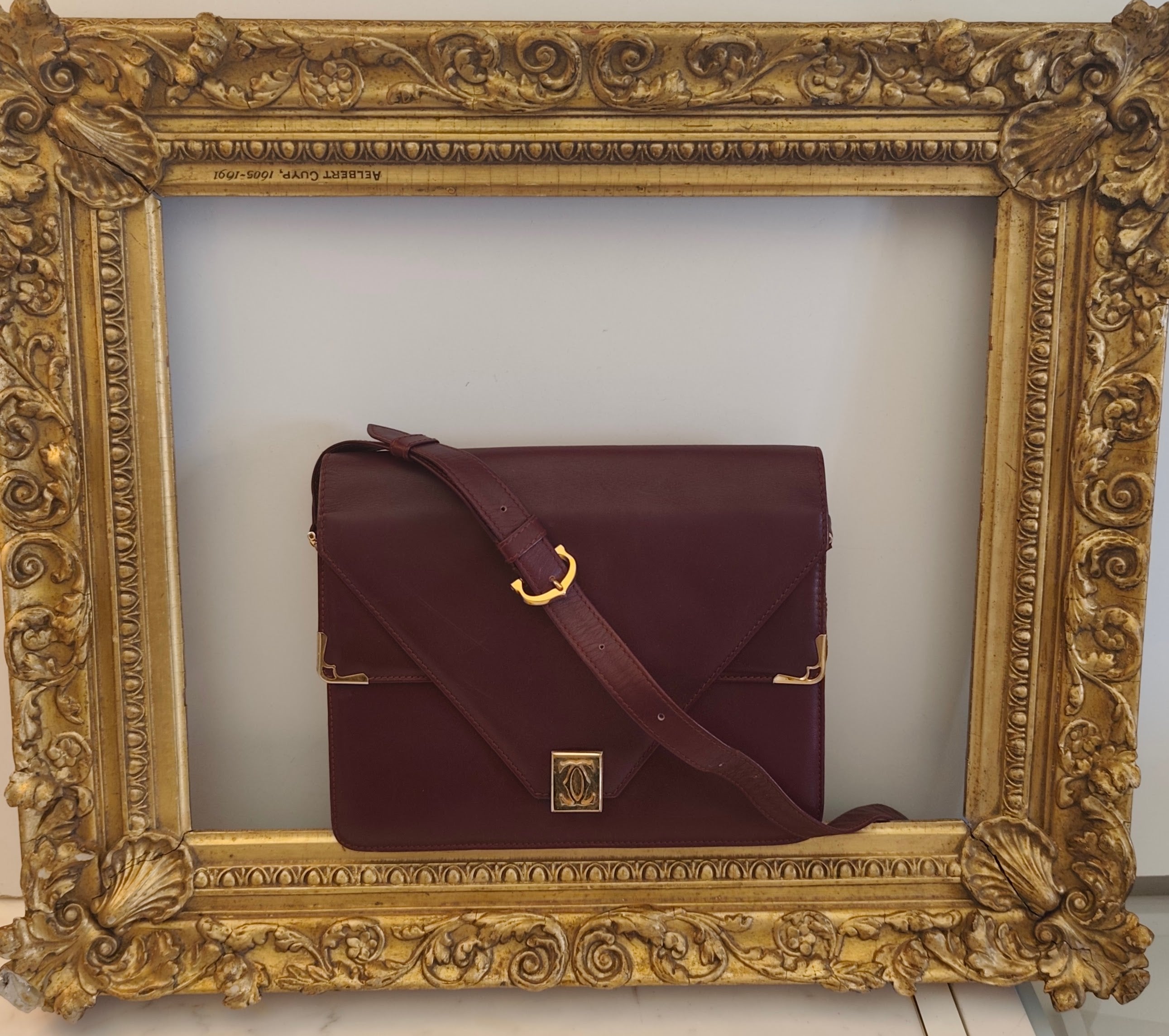 Cartier – Borsa Double Flap in Pelle Bordeaux Vintage