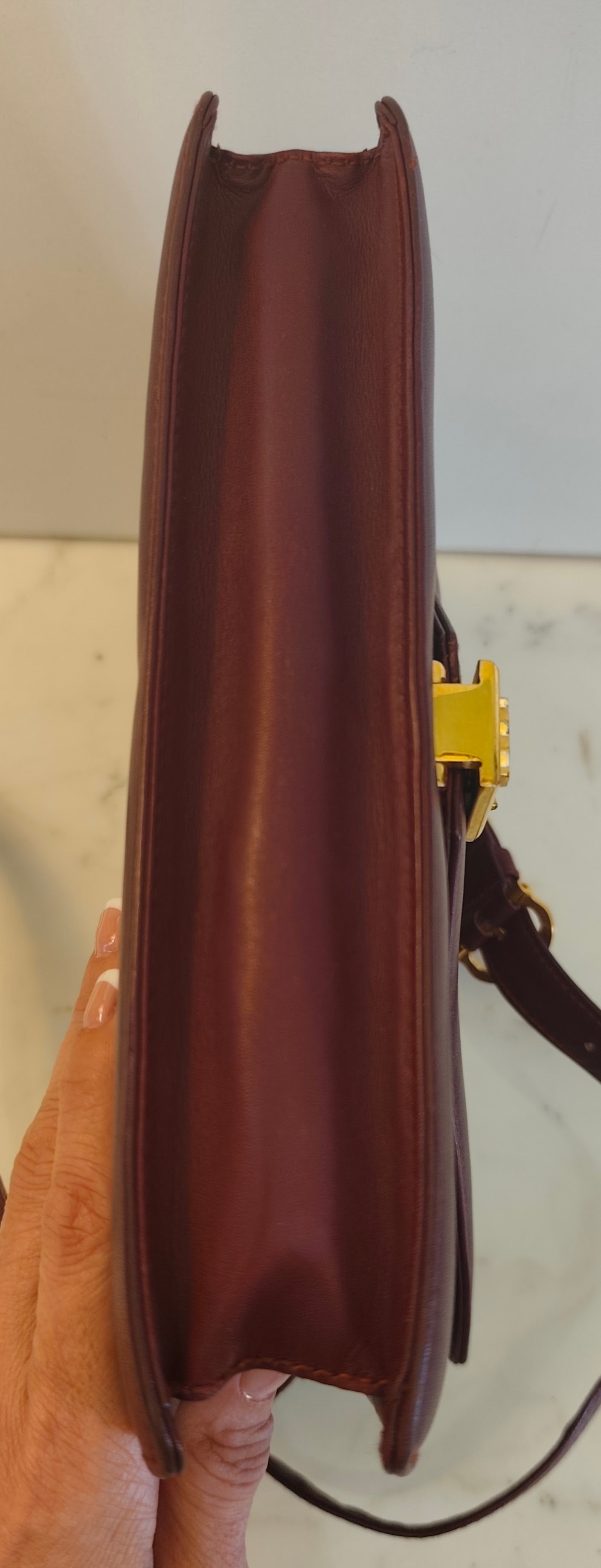 Cartier – Borsa Double Flap in Pelle Bordeaux Vintage
